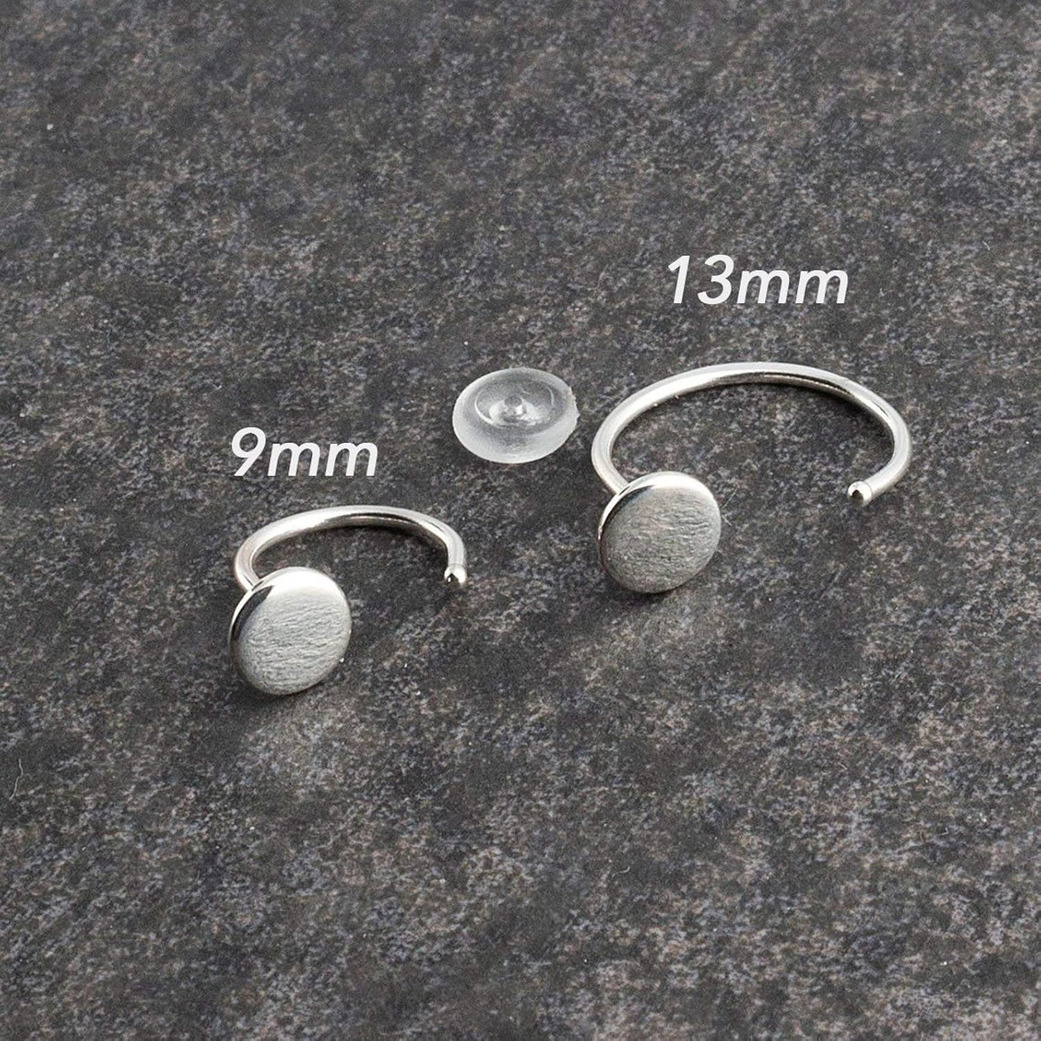 Half Huggie Birthstone Gold Hoop Earrings for Girls Women Tiny Cartilage Stud Piercing Earring Hypoallergenic Earring Screw Back Dainty Hug (Black