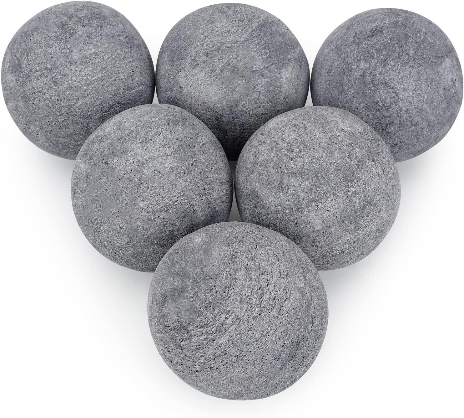 Stanbroil Bolas de fuego de cerámica  Piedras redondas de fuego de 5 pulgadas para hoguera y chimenea  Juego de 6, color gris