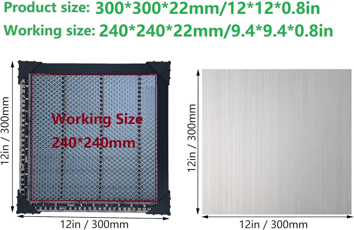 ModWgGuo Cama láser para grabador láser, panel de trabajo de panal con placa de aluminio para protección de mesa, 11.811 in x 11.811 in x 0.866 in