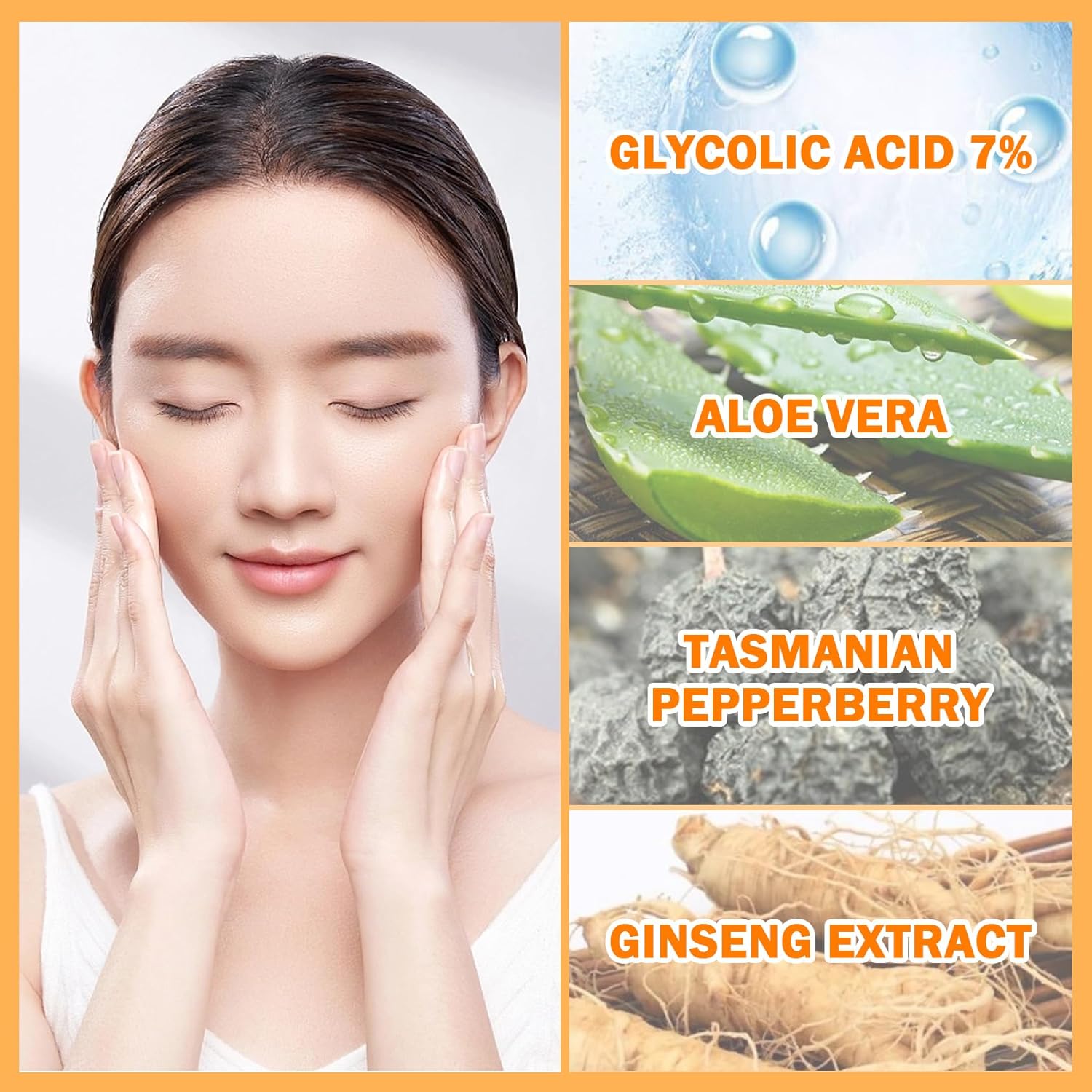 Solución de rejuvenecimiento tonificante de ácido glicólico de 3.4 fl oz, exfoliación facial de poros de ácido glicólico al 7 %, rejuvenece tu piel,