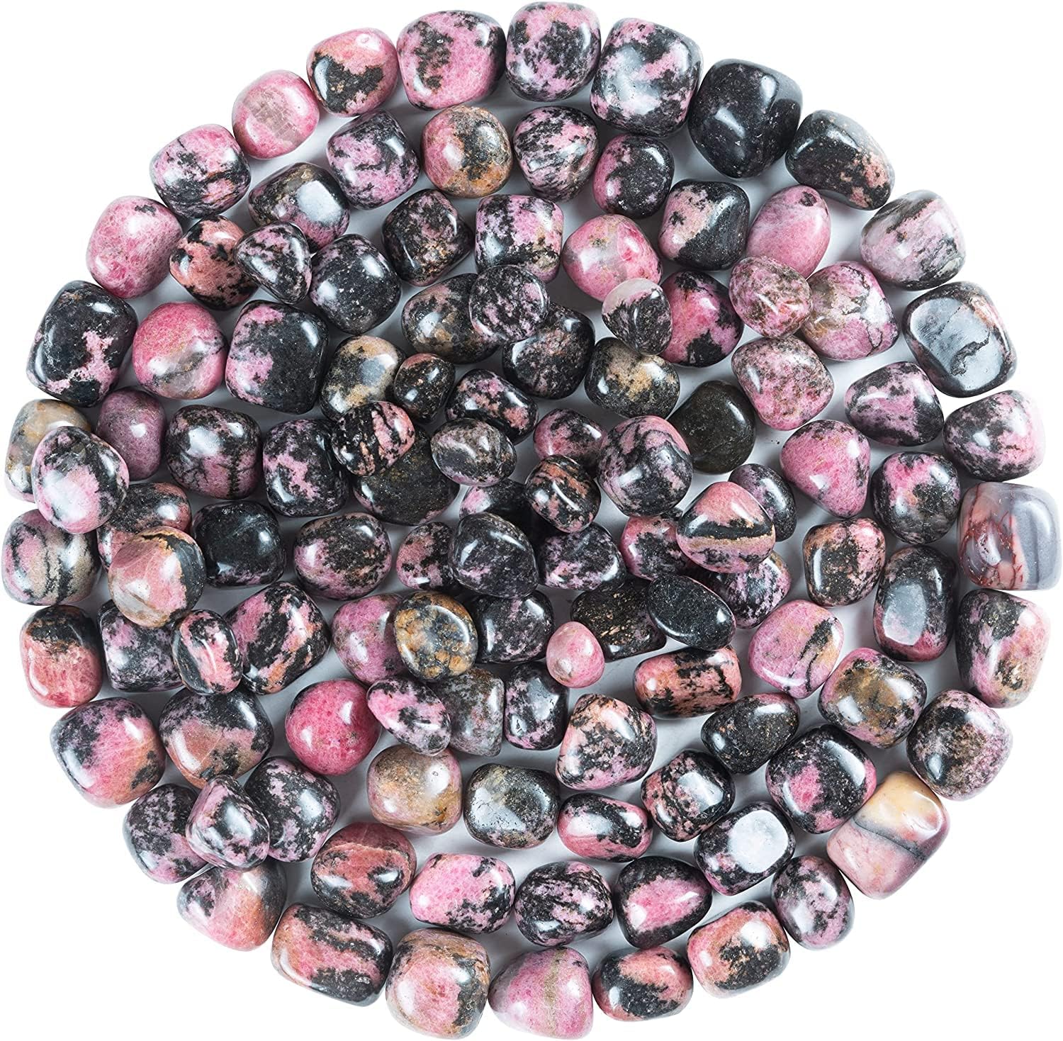 ZAICUS Piedras rodolitas de rodolita de 1 libra, cristales pulidos curativos, piedras naturales, Feng Shui, equilibrio de chakras, buena suerte,