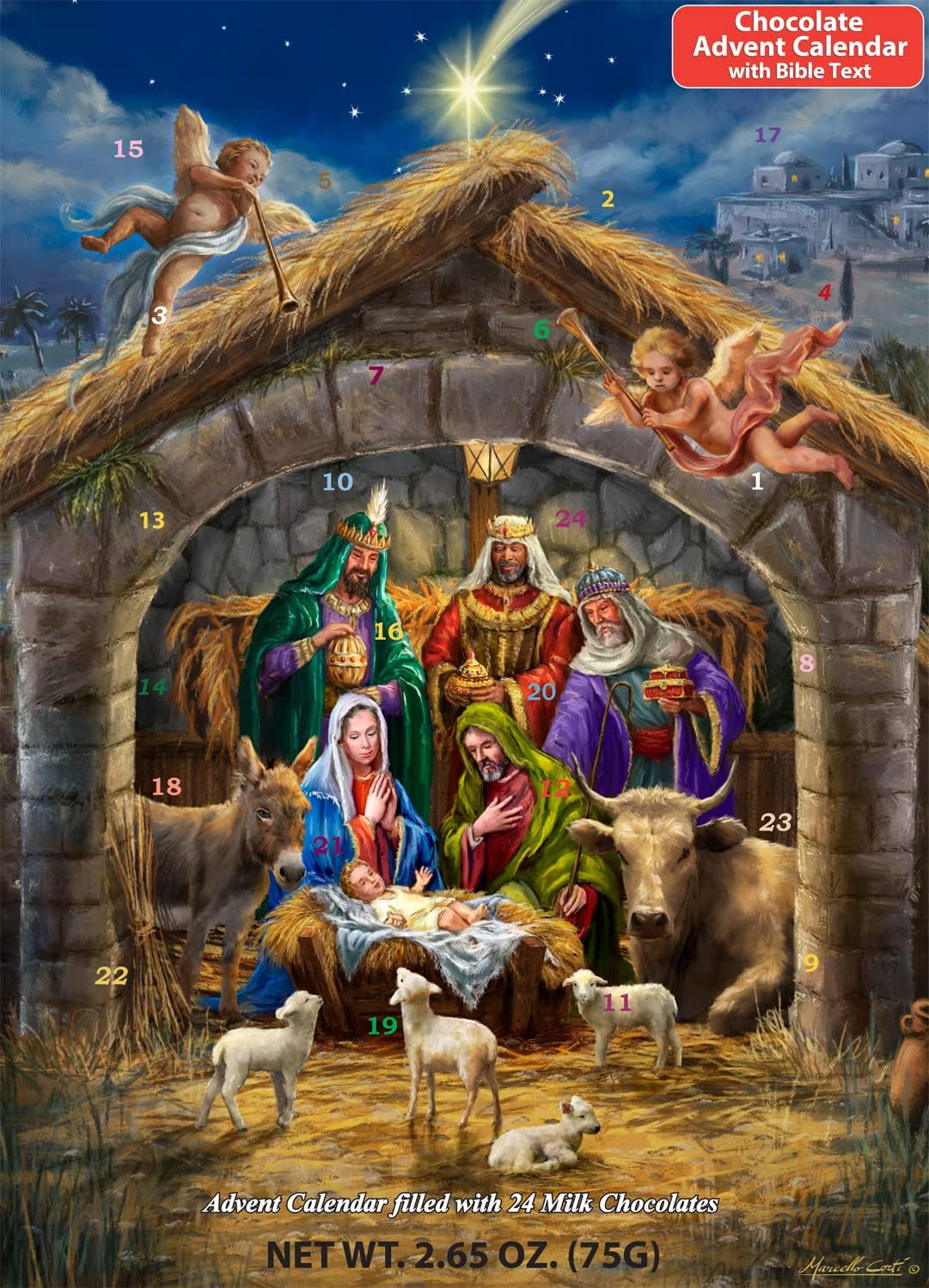 Vermont Christmas Company Calendario de Adviento de chocolate con historia de pesebre (cuenta regresiva para Navidad)