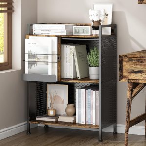 GILLAS Estantería grande de 3 niveles con armario de almacenamiento, organizador de almacenamiento industrial de metal con puerta corredera, estante GILLAS Estantería grande de 3 niveles con armario de almacenamiento, organizador de almacenamiento industrial de metal con puerta corredera, estante