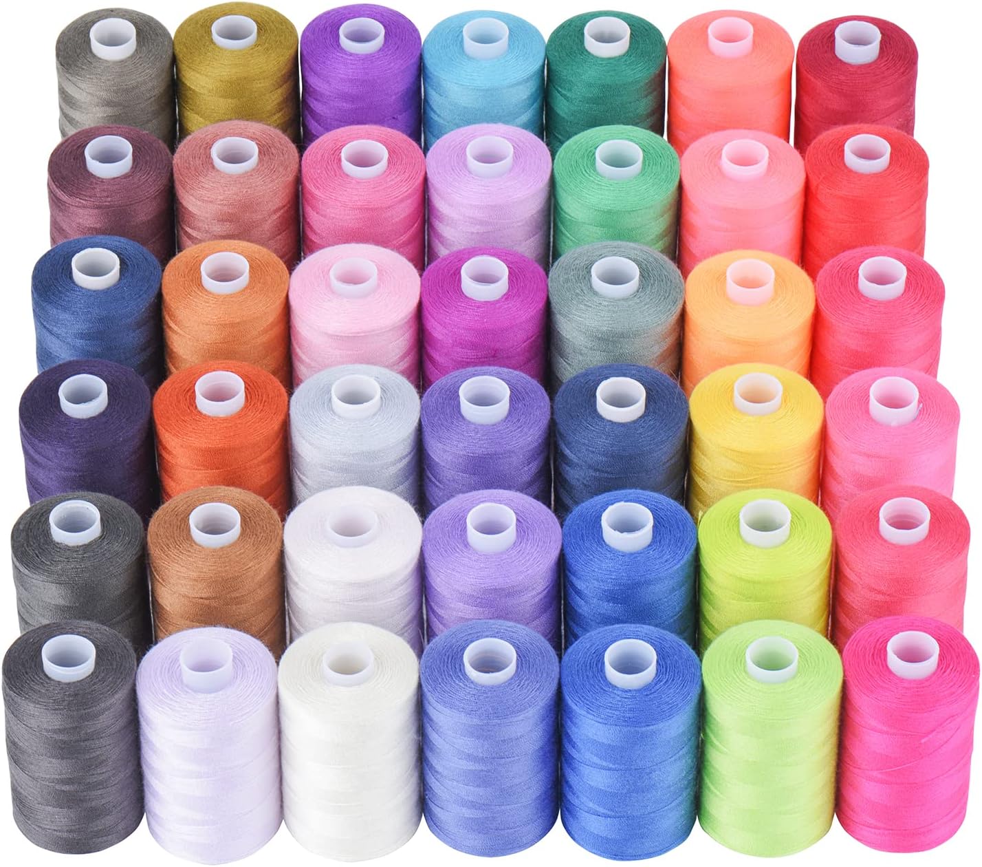 Simthread Hilo de coser multiusos, 42 carretes surtidos de poliéster de 1000 yardas para costura, prácticos hilos de coser de poliéster para máquina