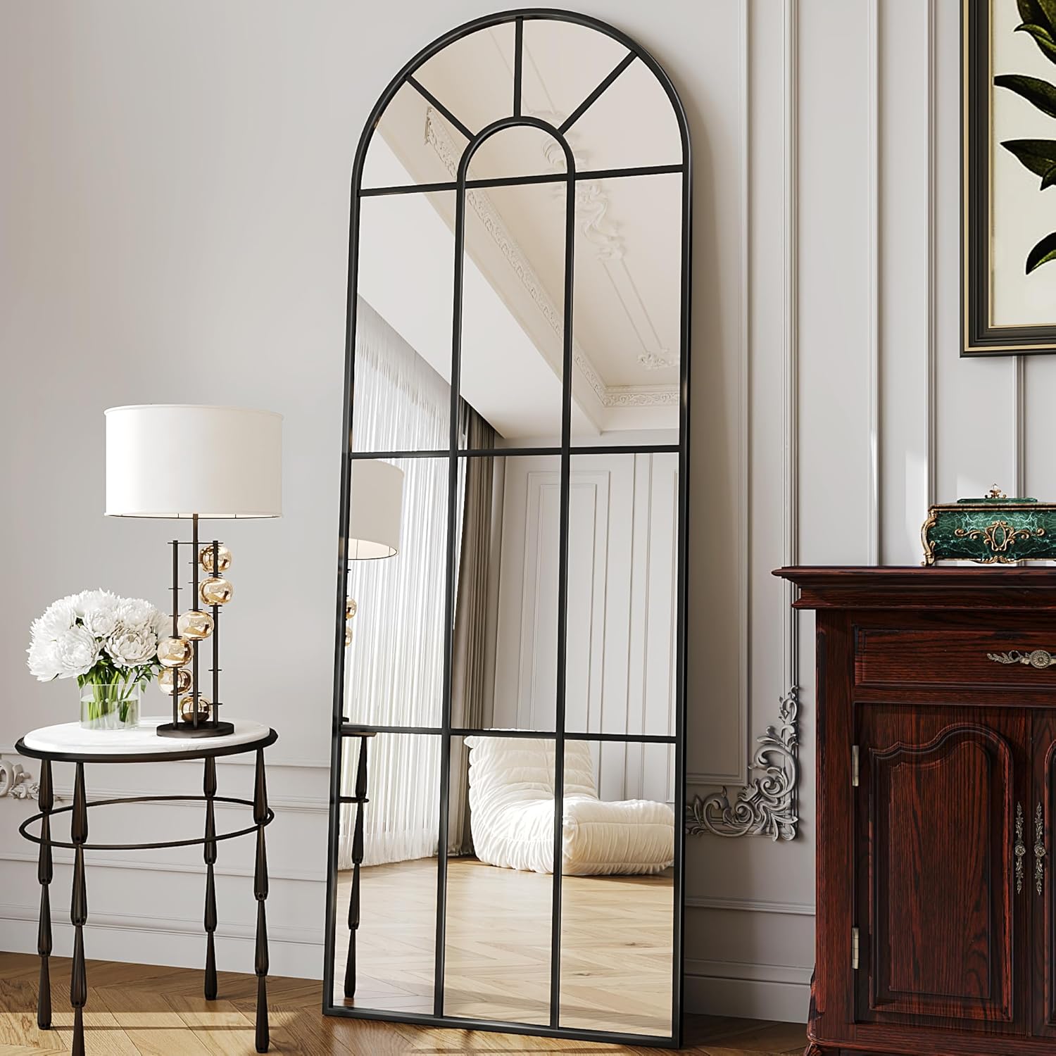 Suidia Espejo de longitud completa, espejo de suelo arqueado, espejo de pared de 23 x 65 pulgadas, espejos decorativos para ventana, espejo de