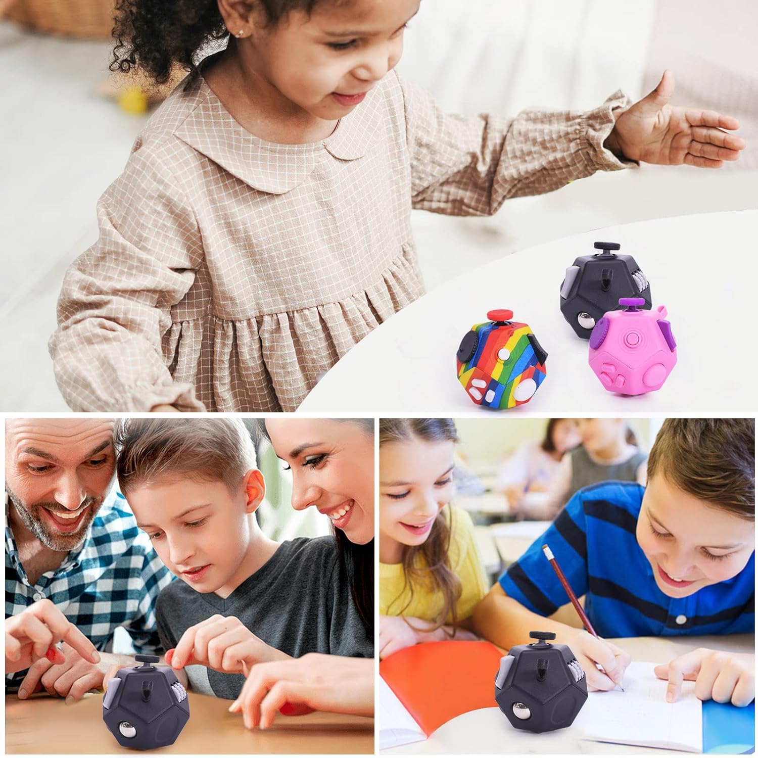 Mini juguetes sensoriales para ansiedad, 12 caras, para aliviar el estrés y la ansiedad y la depresión para niños y adultos con TDA, TDAH, TOC,