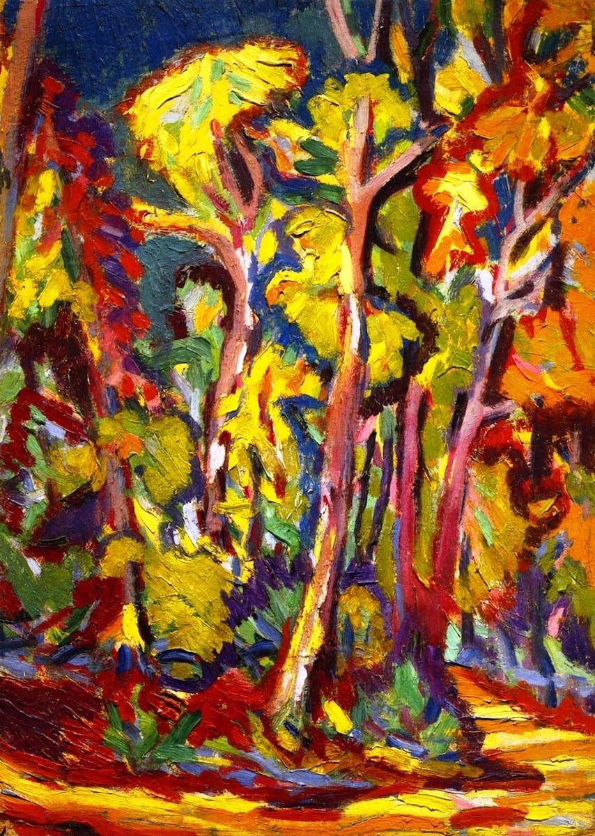 Árboles en otoño por Ernst Ludwig Kirchner – Impresión en lienzo premium de 18 x 24 pulgadas