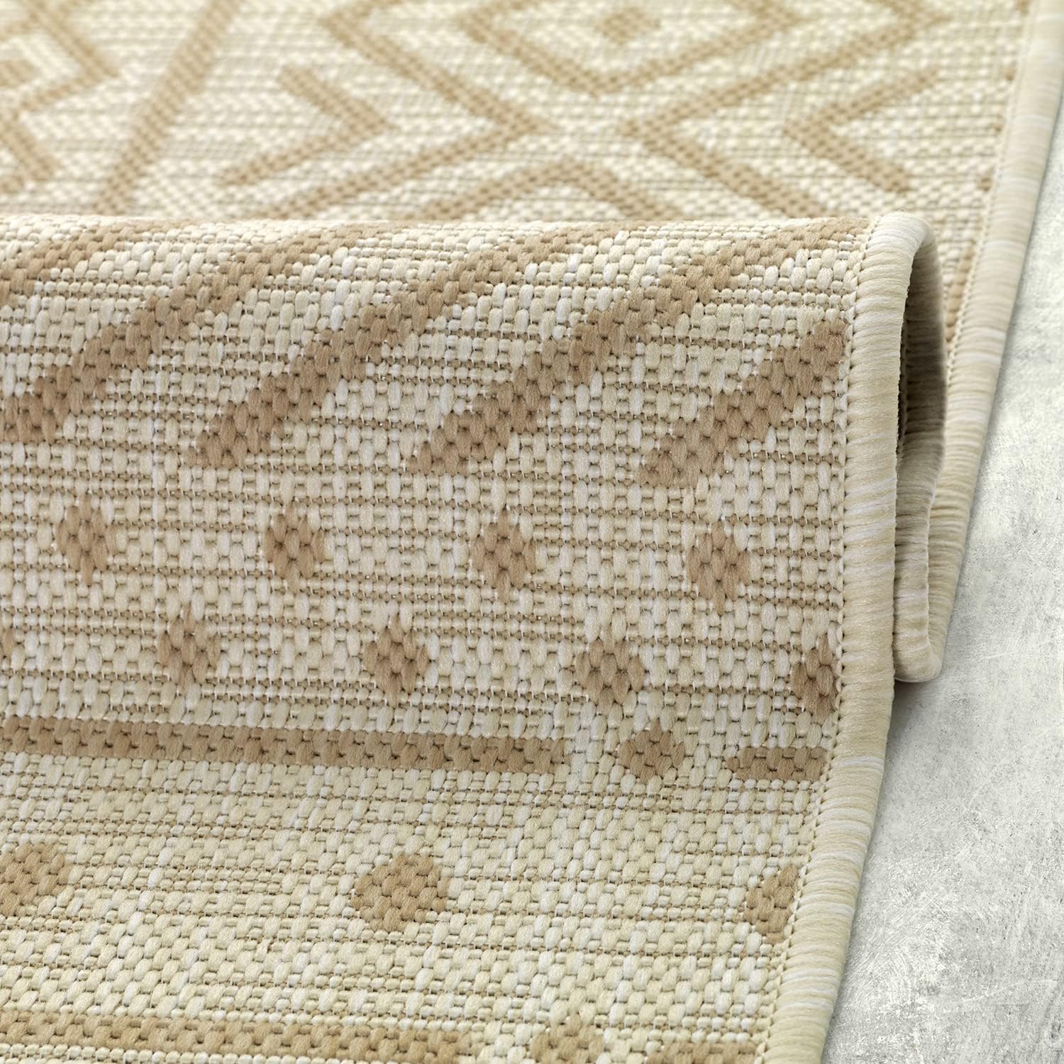 Antep Rugs Patio 5×7 – Alfombra bohemia del suroeste para exterioresinteriores (beige, 5 pies 3 pulgadas x 7 pies 6 pulgadas)