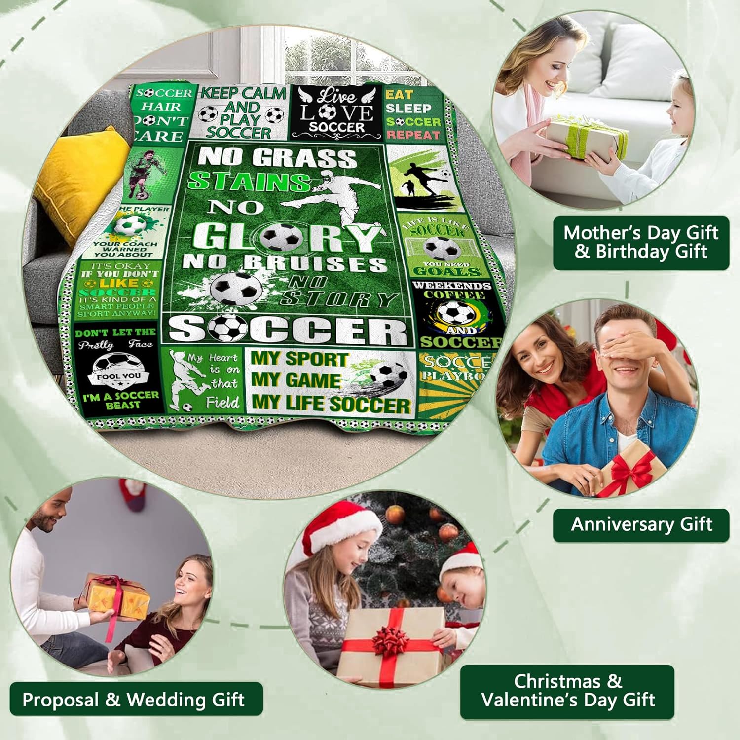 ALBRINT Regalos de fútbol, manta de fútbol, regalos de fútbol para niños, mantas de fútbol para niños, regalos para amantes del fútbol, regalos para