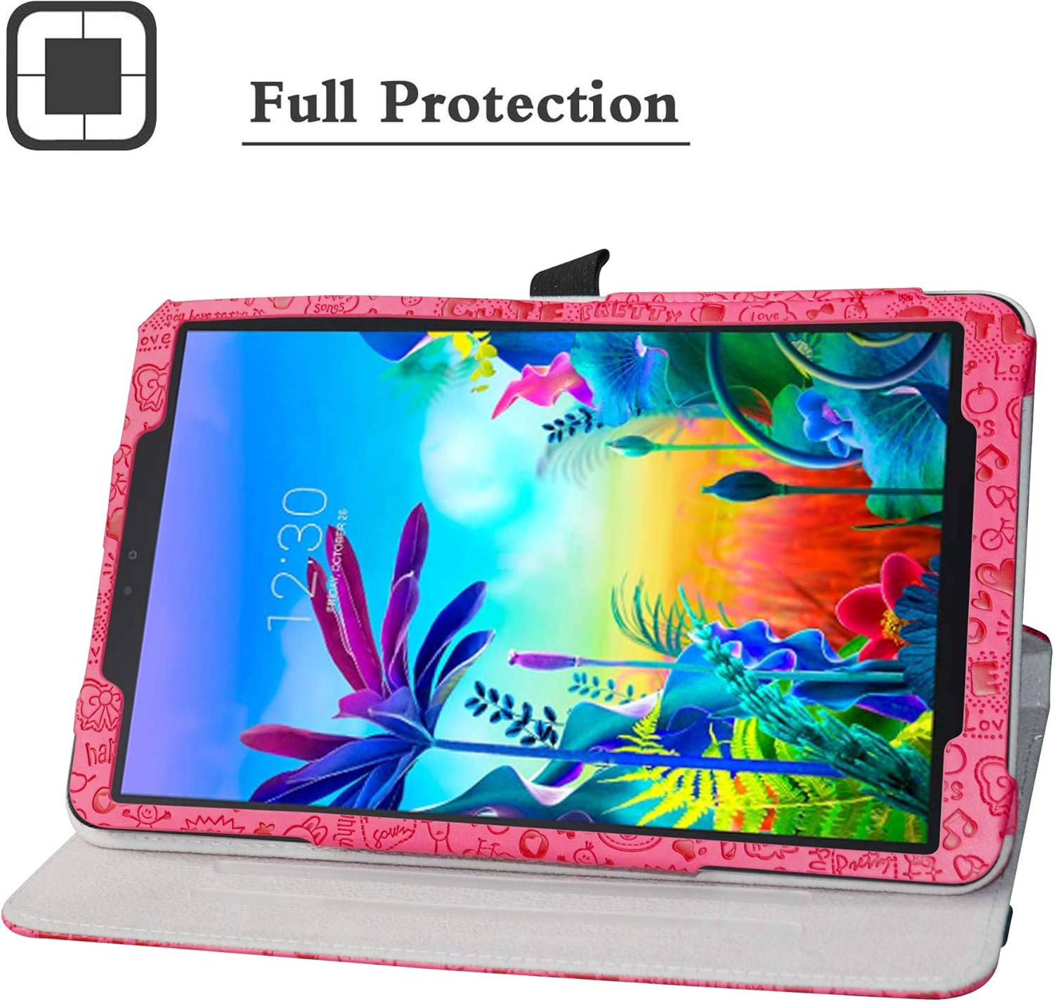 Funda giratoria compatible con LG G Pad 5, soporte de rotación de 360 grados, piel sintética con bonito patrón para tablet LG G Pad 5 10.1 T600 de
