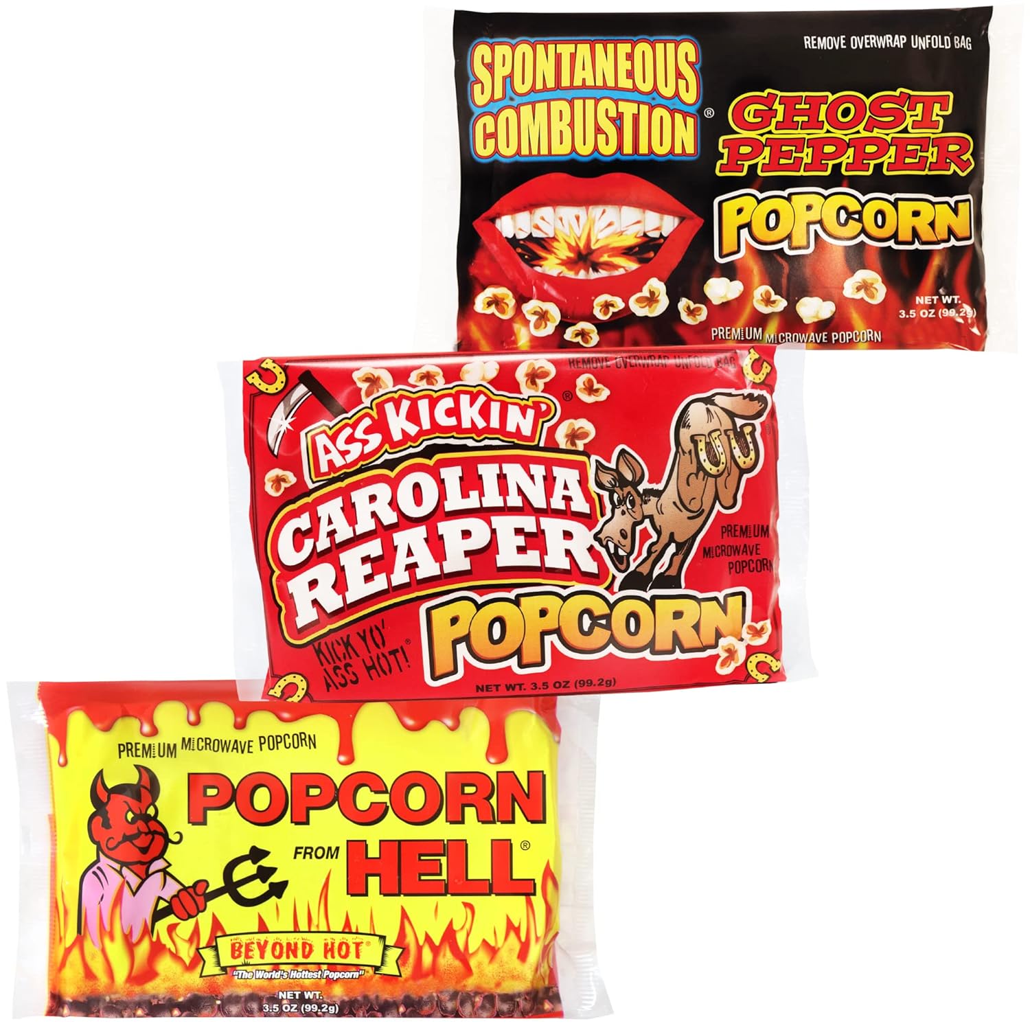 Palomitas de maíz prémium para microondas  Paquete de regalo variado (3)  El mejor regalo gourmet picante y sudoroso  Prueba si te atreves