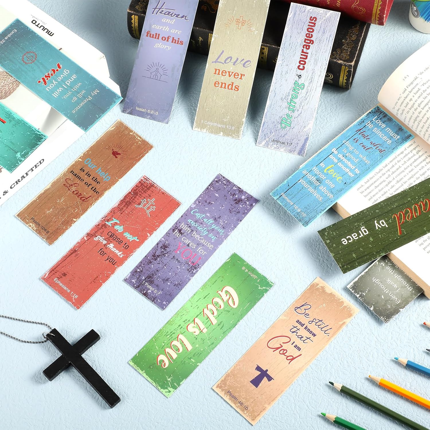 72 marcapáginas de escritura cristiana con versículos de la Biblia, marcadores de libros inspiradores a granel, marcadores de fe positiva, clips de