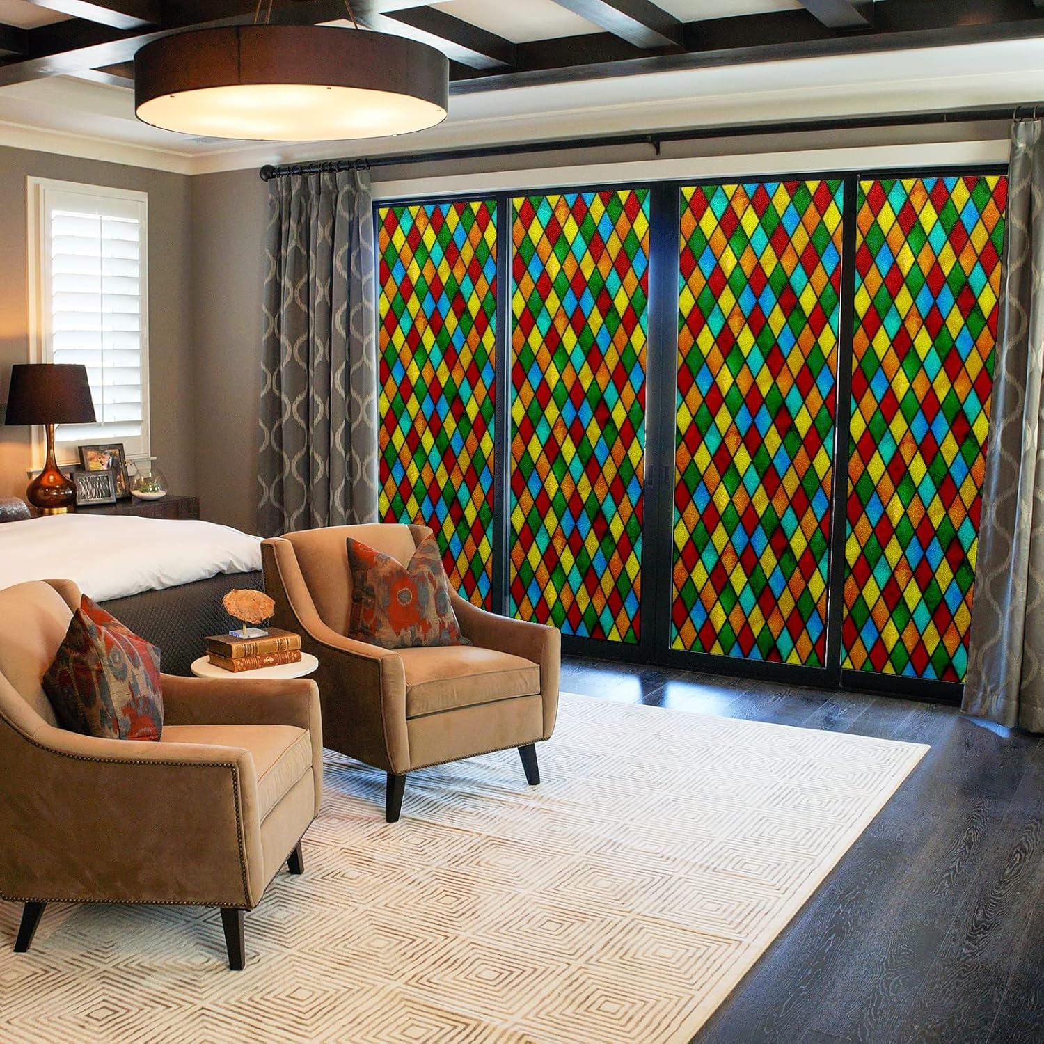 Película de privacidad para ventana de vidrio arcoíris, película de vidrio para ventana, privacidad para ventana, sala de estar, baño, 24 x 36