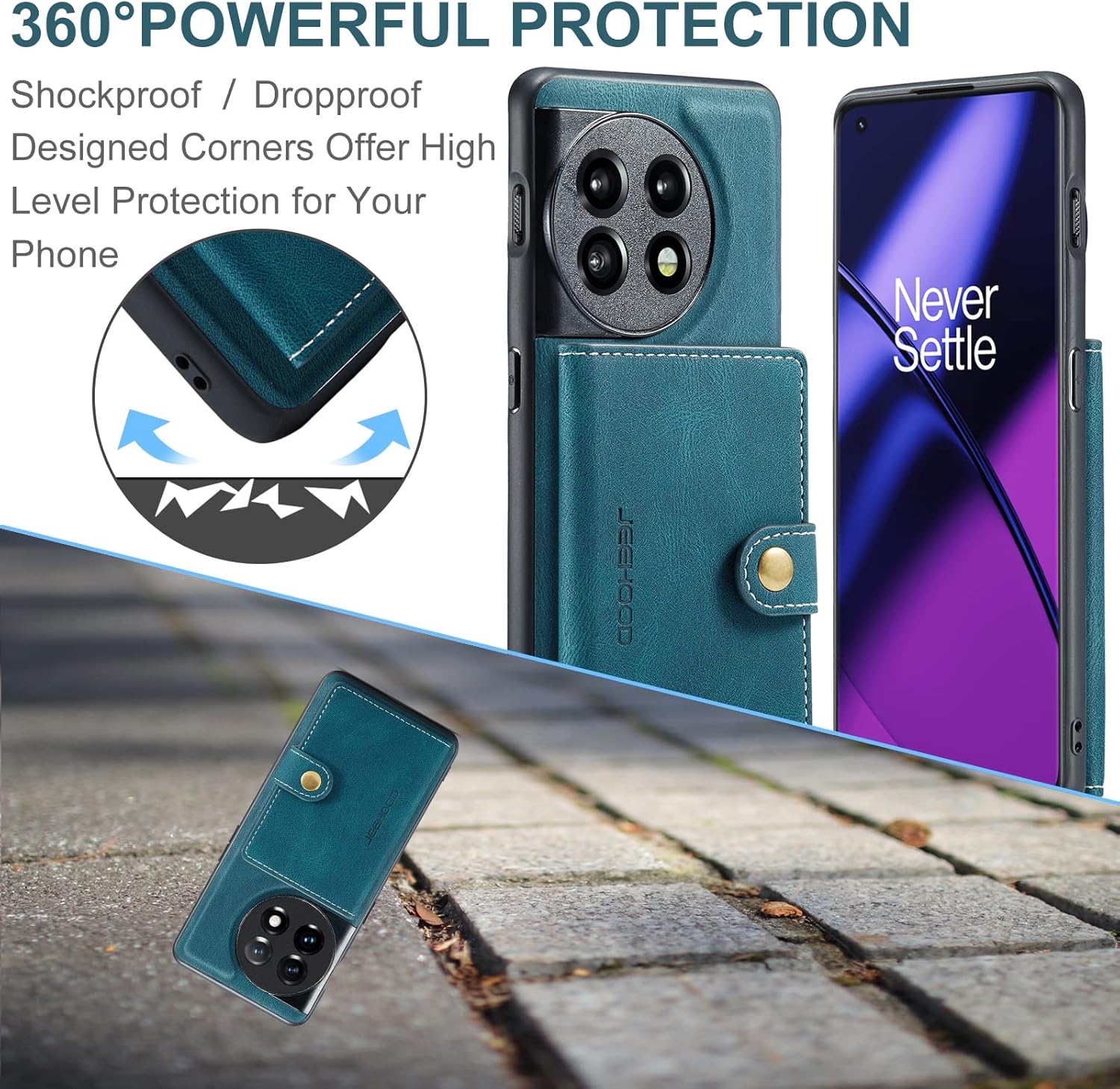 Hongxinyu Funda para OnePlus 11 5G, funda magnética desmontable básica, cartera, tarjeta, ranura para efectivo, función atril compatible con OnePlus