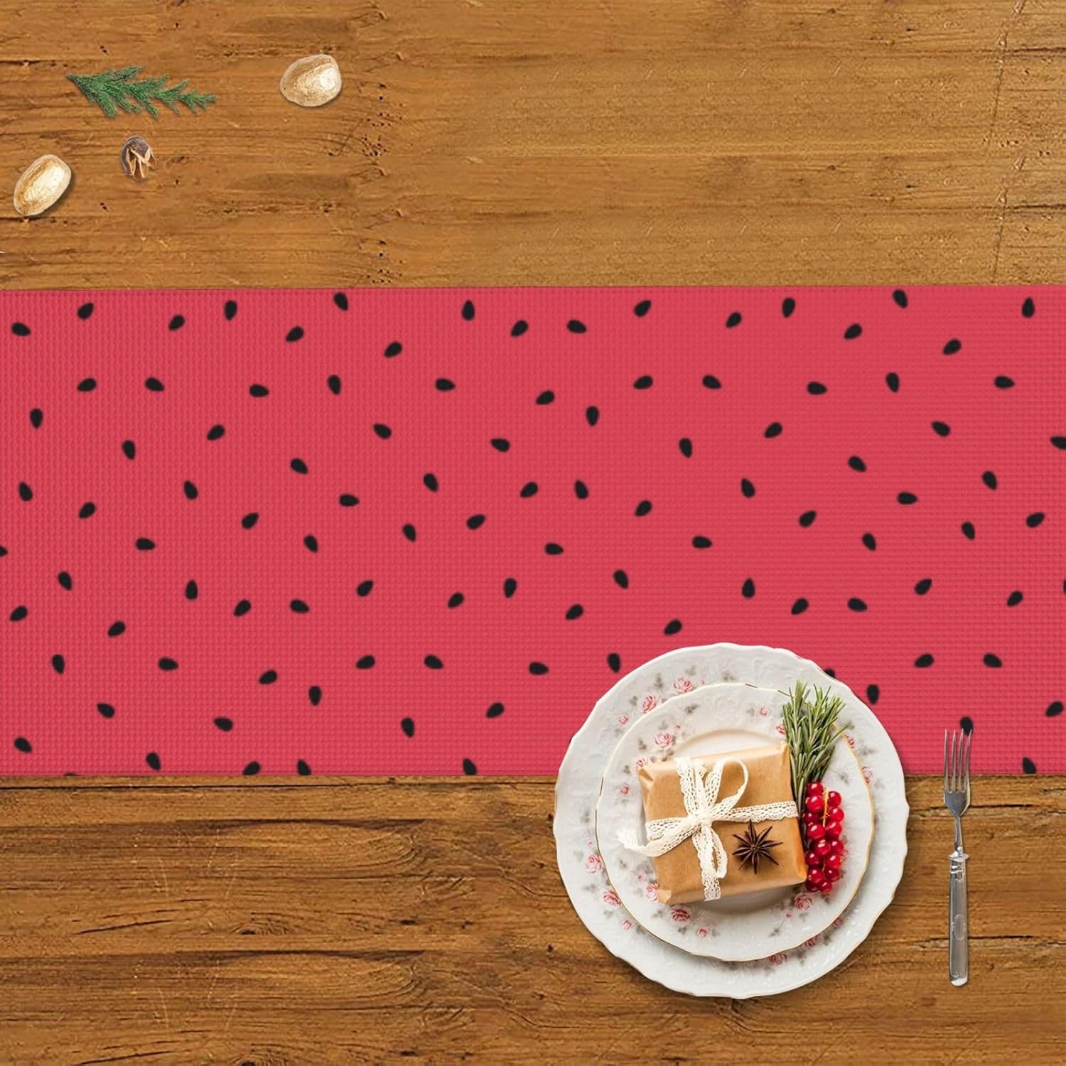Watermelon with Black Seeds Christmas Table Runner Dining Table Decor Christmas Decorations Indoor Home Decor Christmas Table Runners Xmas Navidad