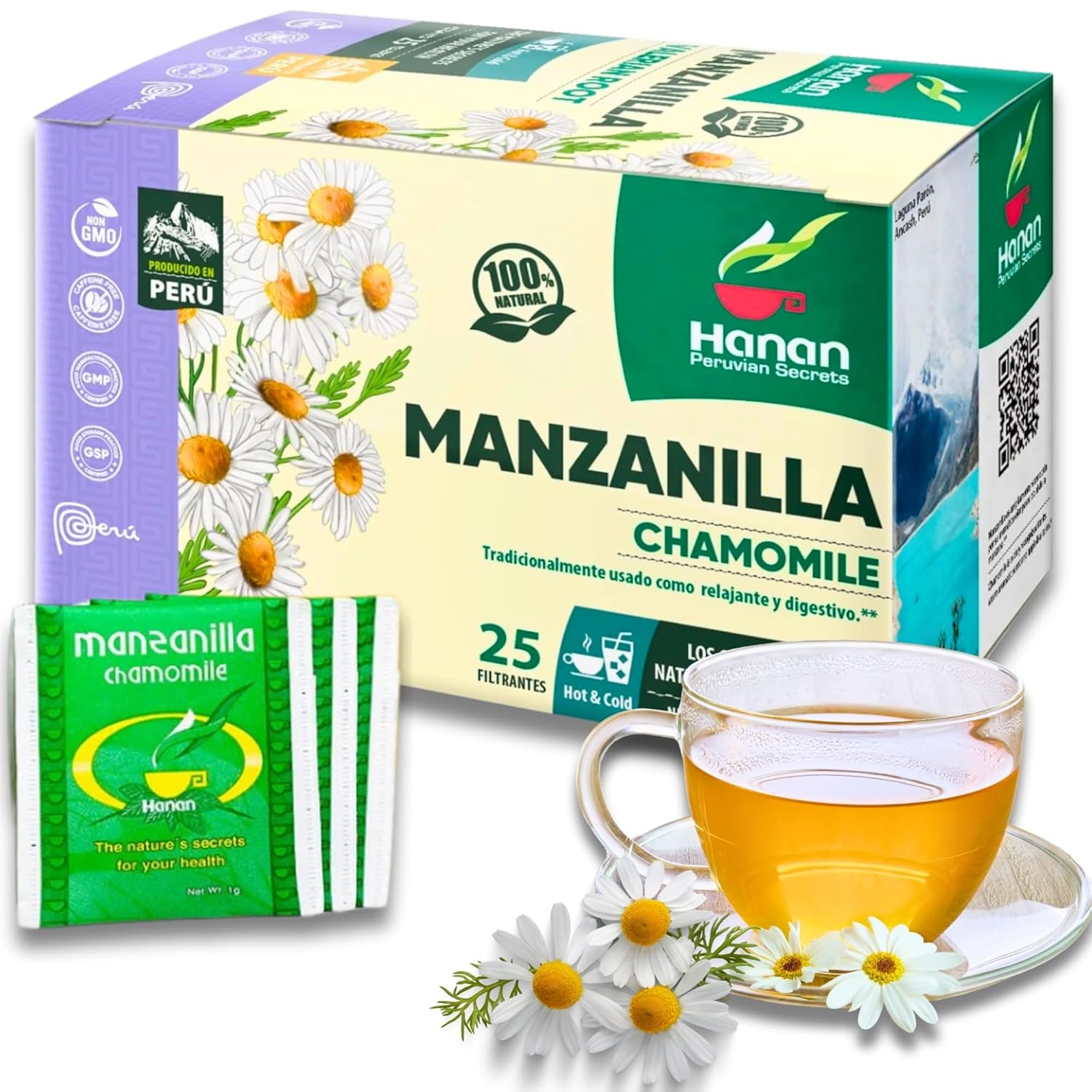 Té de manzanilla 25 Bolsitas de té de hierbas de Te De Manzanilla Té de manzanilla secado natural de Perú por Hanan