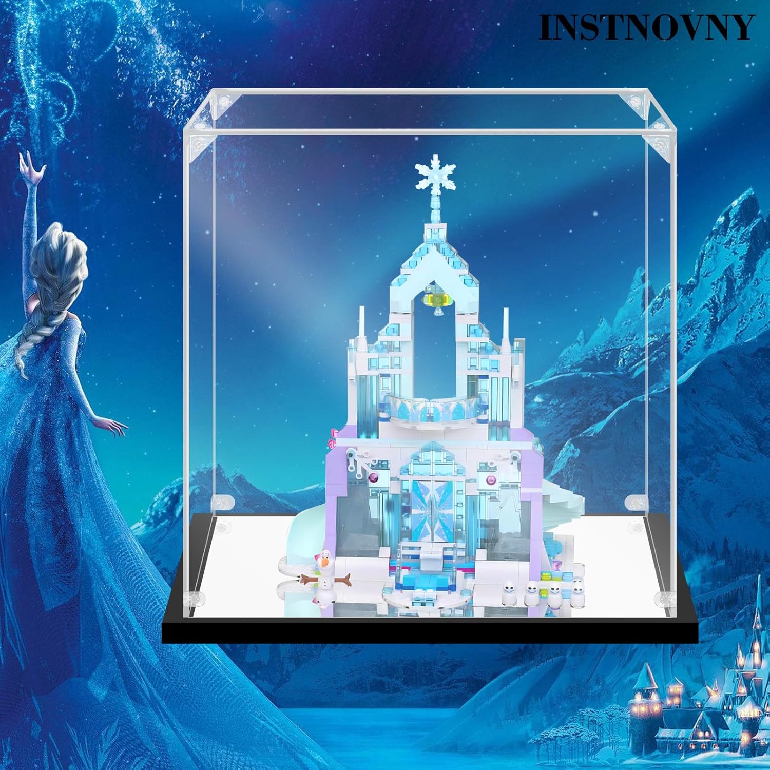 Instnovny Vitrina de acrílico para coleccionables, caja de exhibición de acrílico para Lego 43172, juguetes de construcción de castillos, estuche