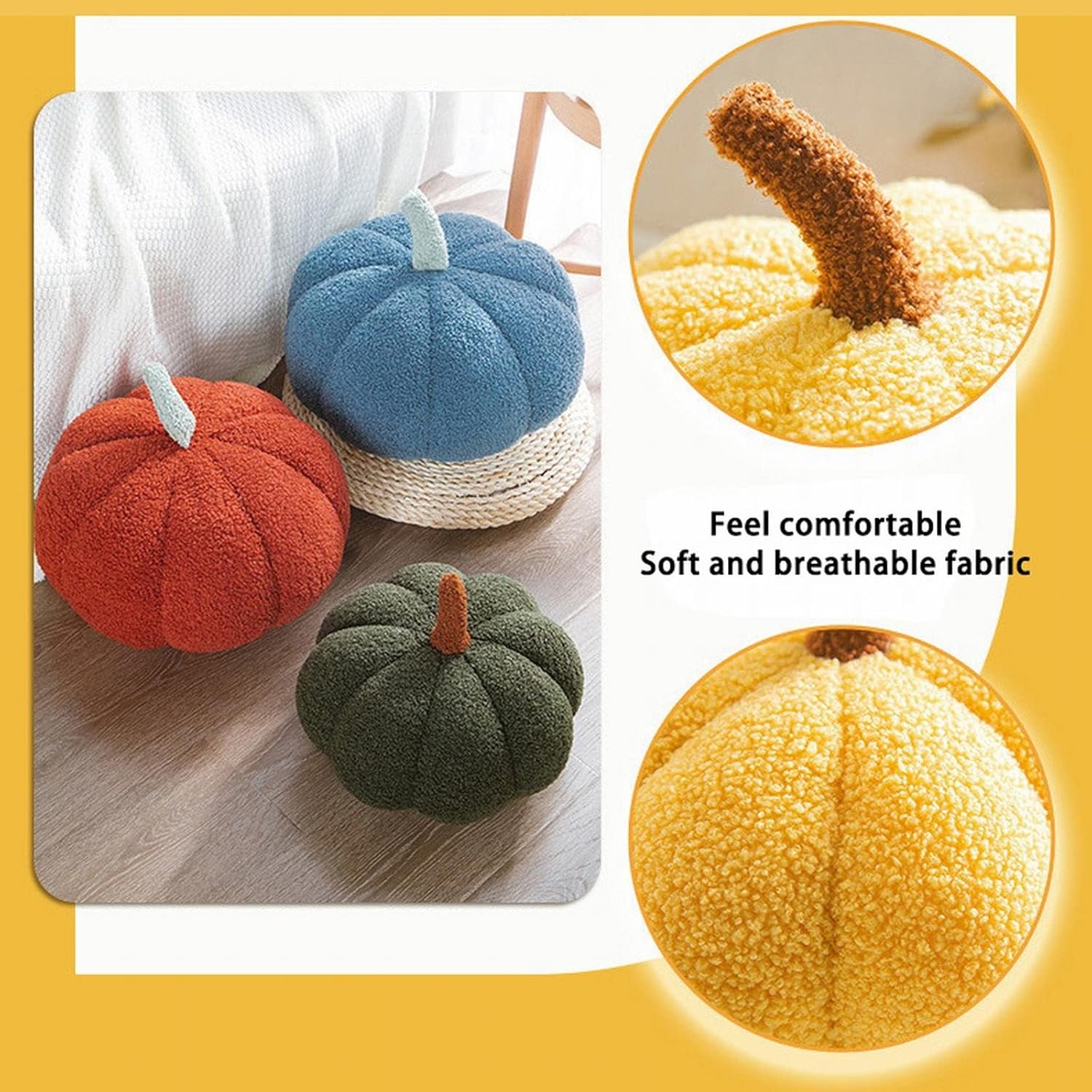 Almohada de peluche de calabaza, almohadas de calabaza de peluche, juguetes suaves, duraderos, decorativos en forma de 3D, cojín de calabaza para
