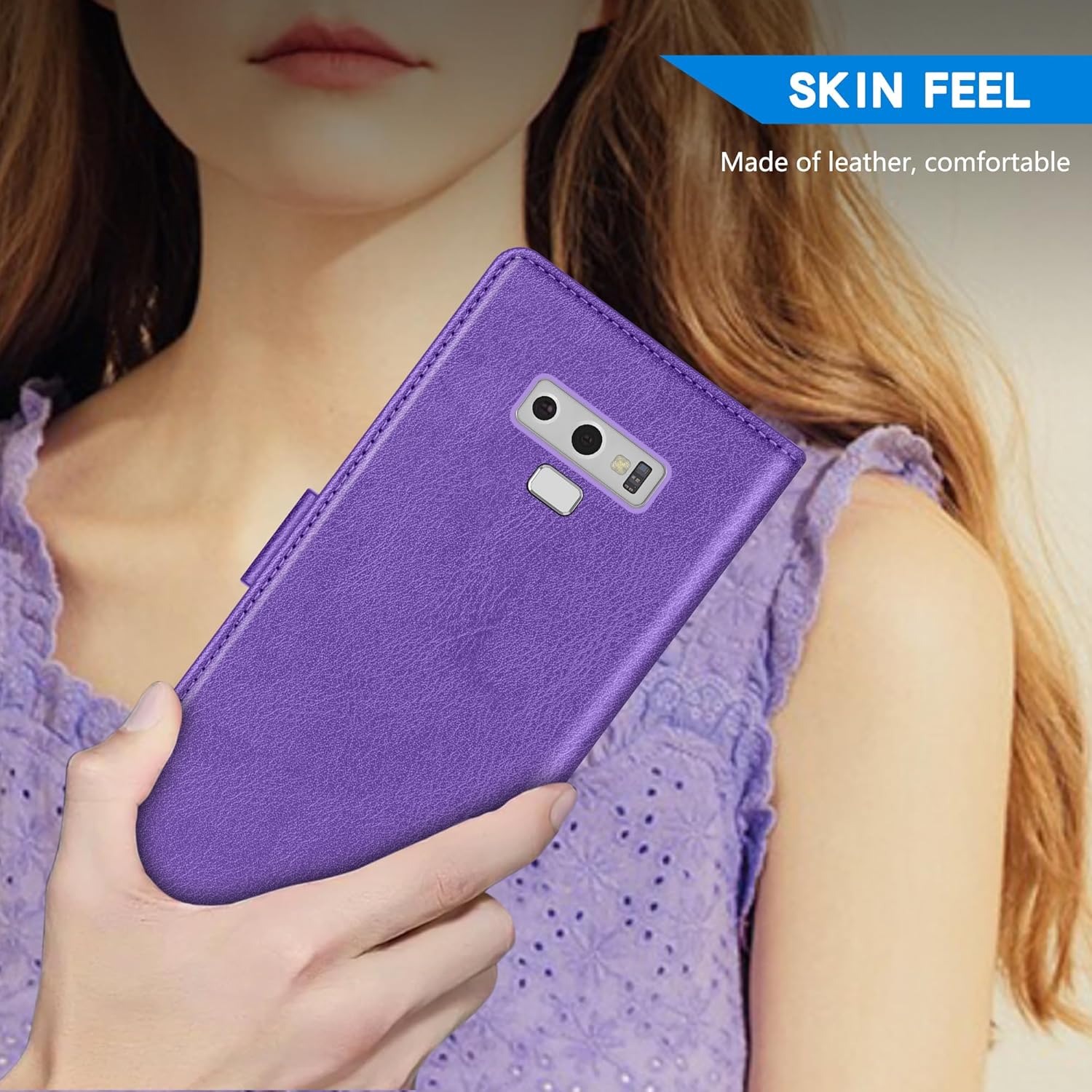 ZZXX Funda tipo cartera para Samsung Galaxy Note 9 con bloqueo RFID, ranura para tarjetas, función atril, cierre magnético, funda protectora de