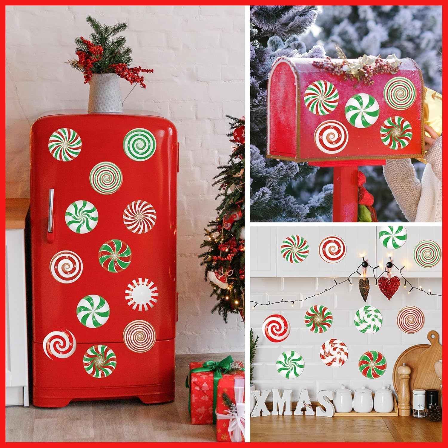 16 piezas de caramelo de Navidad de diamantes de pintura artística imán de nevera de caramelo de Navidad imán de nevera DIY pintura de diamantes kit