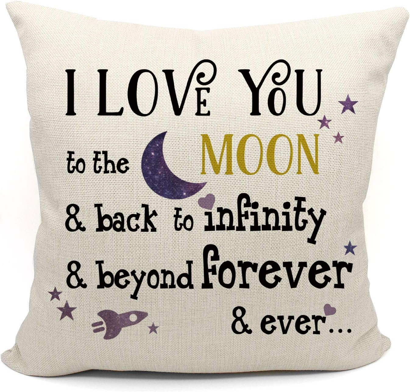 Funda de almohada con texto en inglés “I Love You to The Moon and Back”, funda de cojín decorativa de galaxia, regalo de boda para el día de San