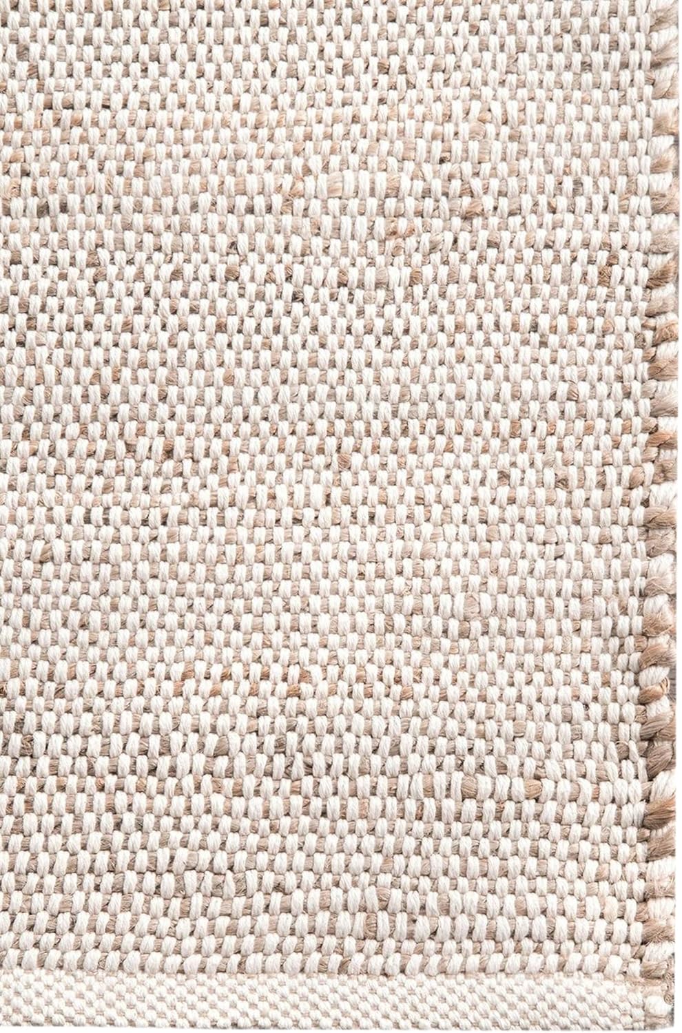 S & L Homes Alfombra de algodón de yute tejida a mano natural para sala de estar, decoración rústica vintage bohemia (10 x 13 pies, natural)