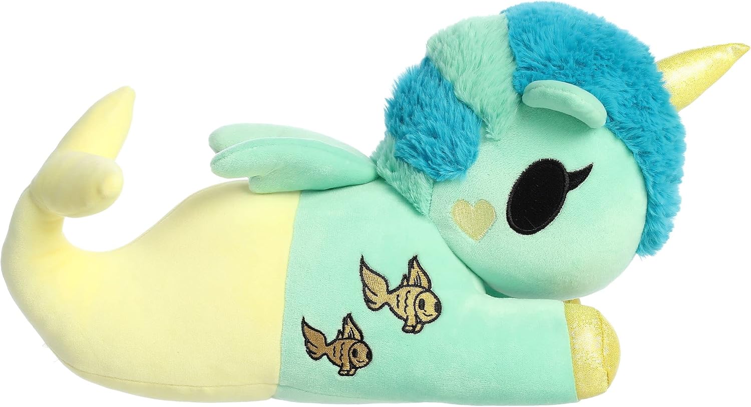 Aurora Enchanting  Tokidoki Squishy Animal de peluche verde mar – Diseño brillante y colorido – Peluche de pieza de exhibición – Amarillo 13 pulgadas