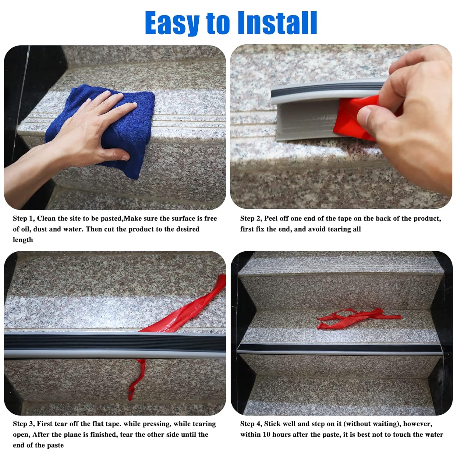 Socein Protector de vinilo para escaleras, protector autoadhesivo para borde de escalera, borde de escalera, antideslizante e impermeable, escaleras