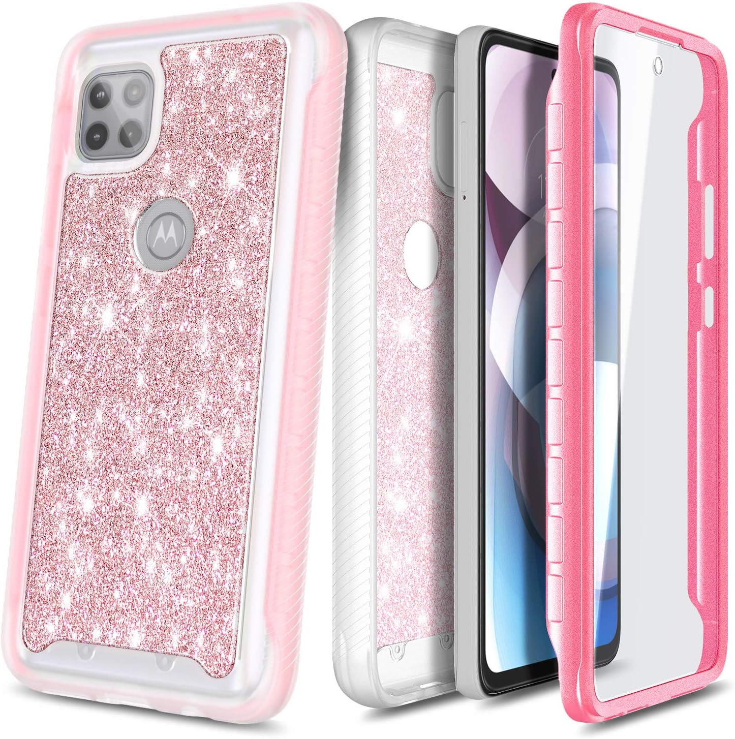 NZND Funda para Motorola Moto One 5G Ace (One 5G UW Ace) con protector de pantalla incorporado, funda protectora de cuerpo completo a prueba de