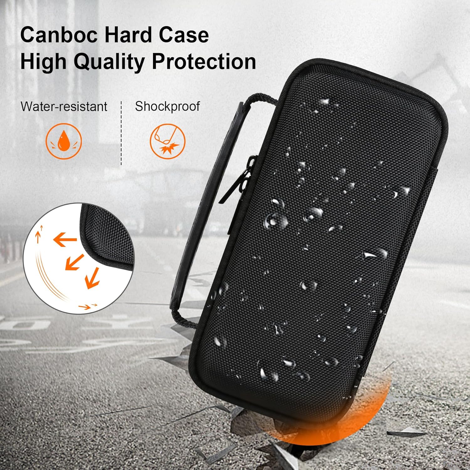 Canboc Estuche rígido de transporte para altavoz GPS Bushnell Wingman View Golf, bolsillo de malla para cables de carga y accesorios, negro+naranja