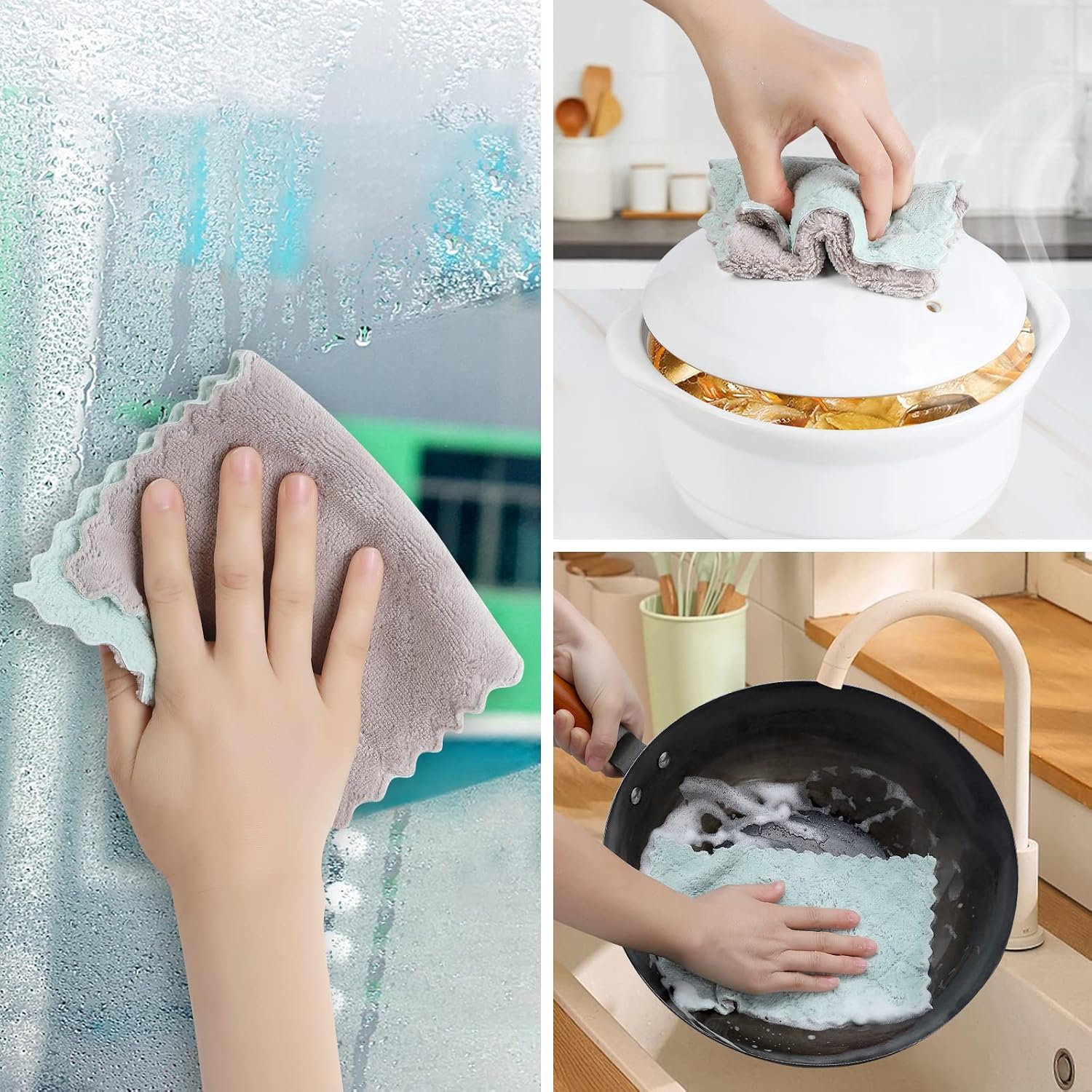 GADIEDIE Paquete de 10 paños de cocina, paños de cocina de forro polar coral súper absorbente, paños de cocina de alta calidad, antiadherentes