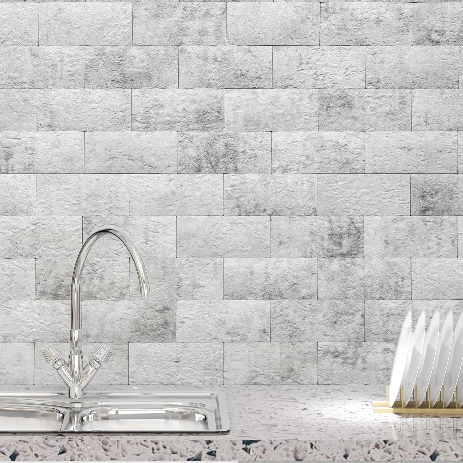 Art3d Azulejos para salpicadero de 4 piezas para despegar y pegar para estufa, cocina, baño, chimenea, 3 x 6 pulgadas, pegar en azulejos de metro