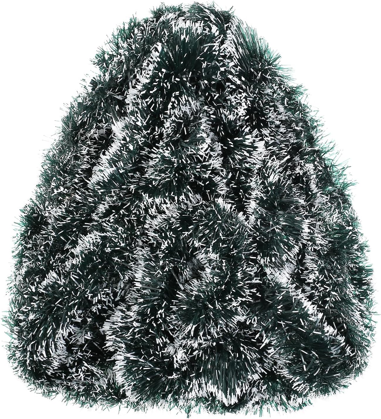 Guirnalda de oropel de Navidad de 32.8 pies, guirnalda metálica colgante verde negruzco con borde blanco para decoración de árbol de Navidad,