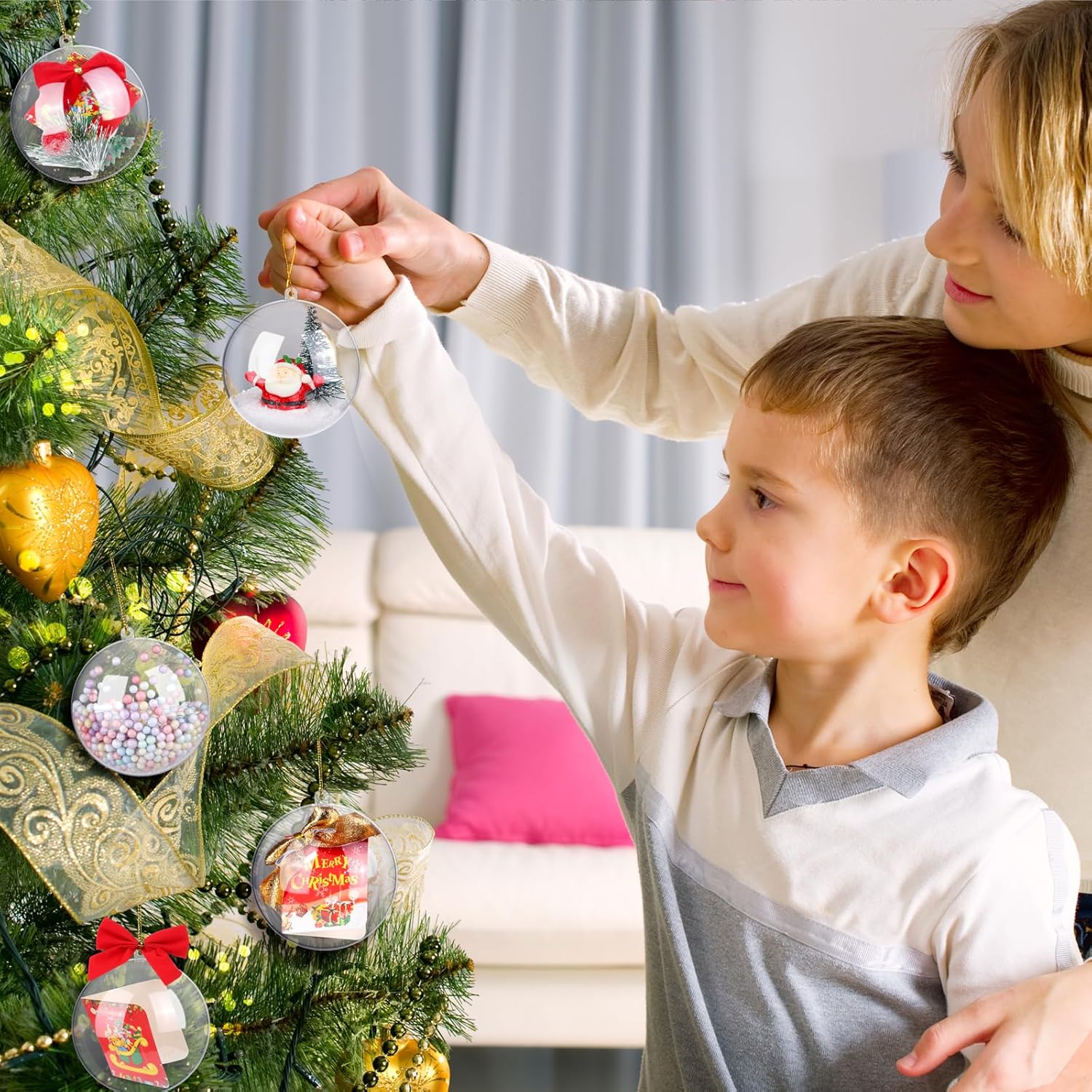 ANVAVO 100 bolas de plástico transparente rellenables de 3.150 in para Navidad, manualidades, adornos transparentes, inastillables, adornos
