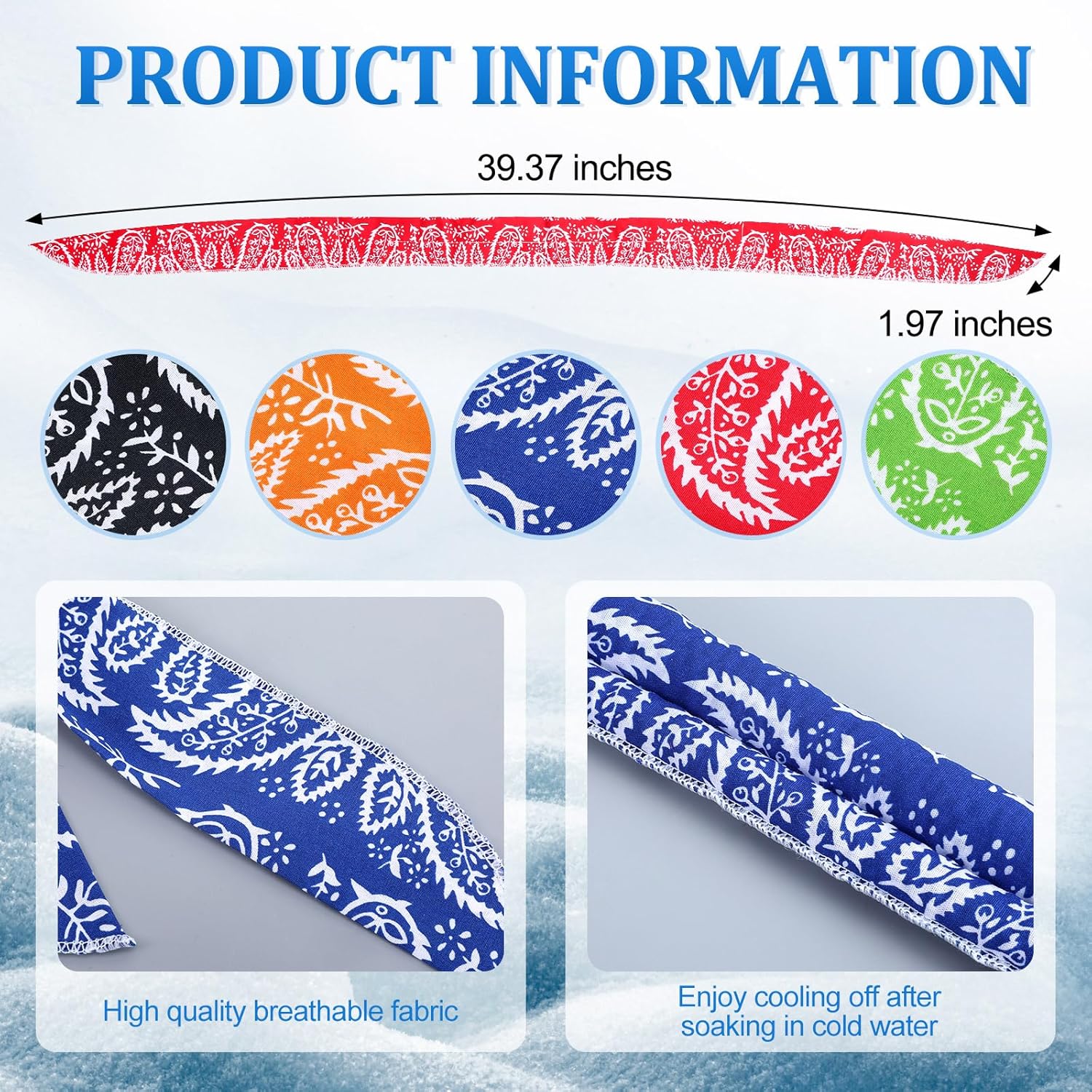 Bufanda de enfriamiento de hielo para el cuello, bandana para el cuello, bufanda refrescante para hombres y mujeres, actividades al aire libre (5),