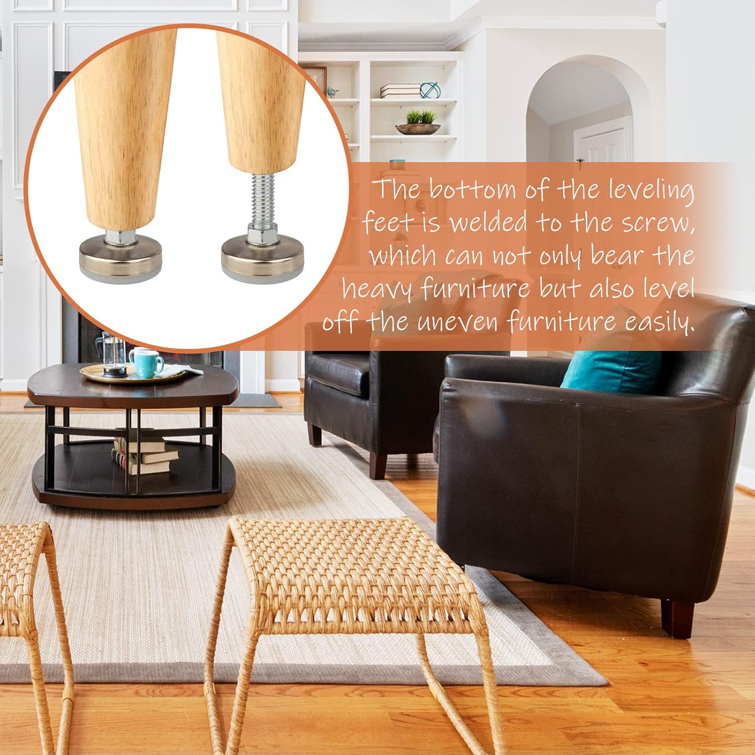 Niveladores de pies ajustables, patas ajustables resistentes para muebles, niveladores de muebles grandes, niveladores de tuercas en T, pies