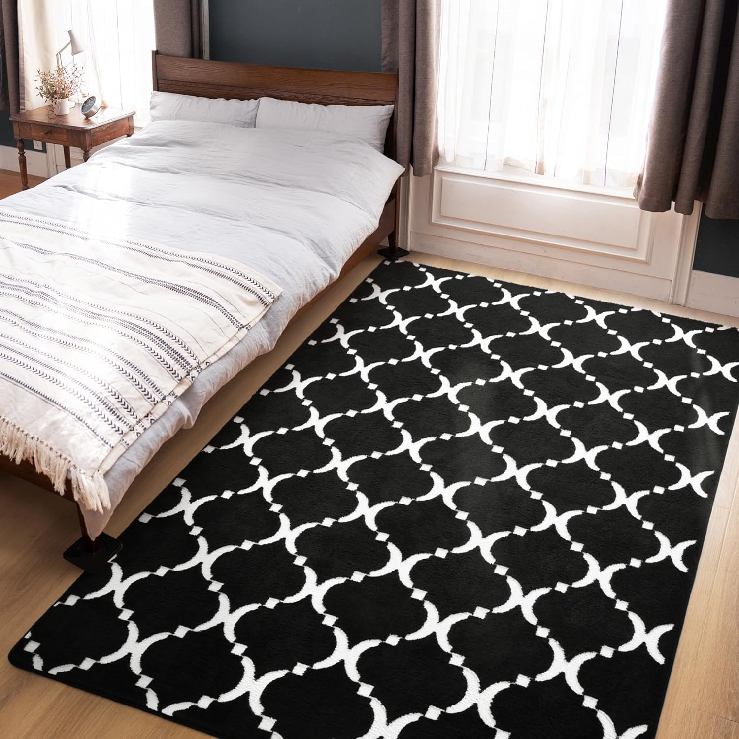 YJ.GWL Alfombra geométrica grande y suave para dormitorio, sala de estar, 6 x 9 pies, alfombra moderna de espuma viscoelástica para interiores,