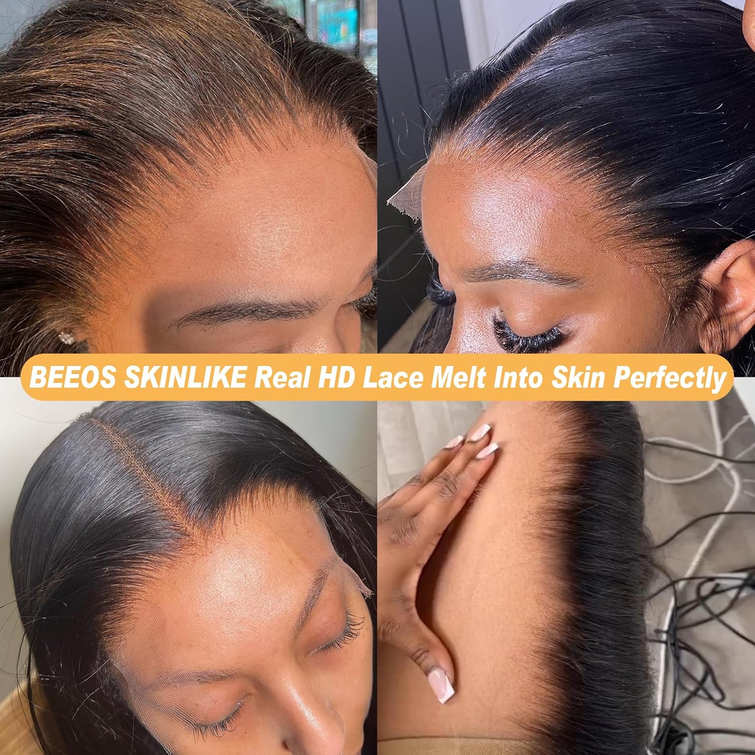 BEEOS SKINLIKE – Cierre de encaje HD de 5 x 5, onda profunda de 0.004 in, ultra fino, indetectable, transparente, HD, línea capilar natural, cabello