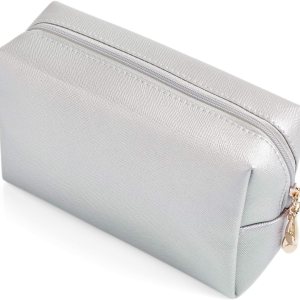 Sohynca Bolsa de cosméticos de piel sintética para mujer, bolsa de maquillaje minimalista para uso diario, bolsa de almacenamiento portátil, pequeña Sohynca Bolsa de cosméticos de piel sintética para mujer, bolsa de maquillaje minimalista para uso diario, bolsa de almacenamiento portátil, pequeña