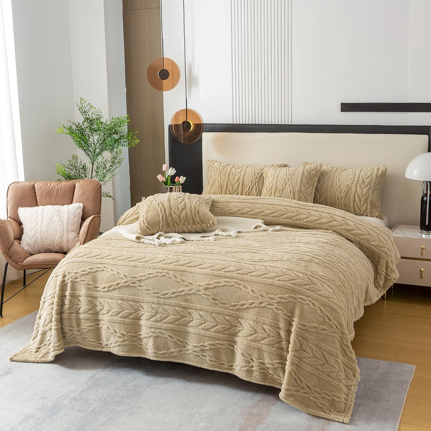 YUSOKI Manta Sherpa tamaño individual XL, diseño elegante en 3D, súper suave, mullida, acogedora, cálida, gruesa y esponjosa, para adolescentes,