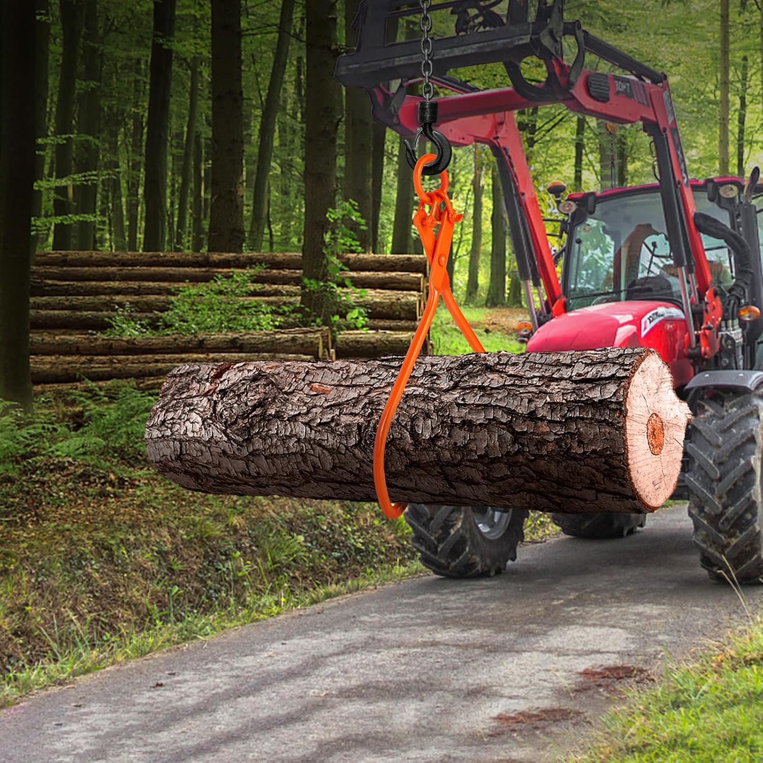 VEVOR Pinzas de deslizamiento de troncos, Pinzas de elevación de troncos de 2 garras de 32 pulgadas, Pinzas de deslizamiento de madera de acero