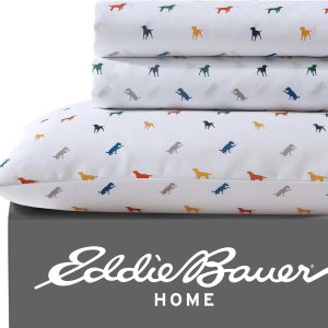 Eddie Bauer Sábanas matrimoniales, ropa de cama resistente a las manchas, ideal para juego de ropa de cama infantil (Buddy The Dog White, Full) Eddie Bauer Sábanas matrimoniales, ropa de cama resistente a las manchas, ideal para juego de ropa de cama infantil (Buddy The Dog White, Full)