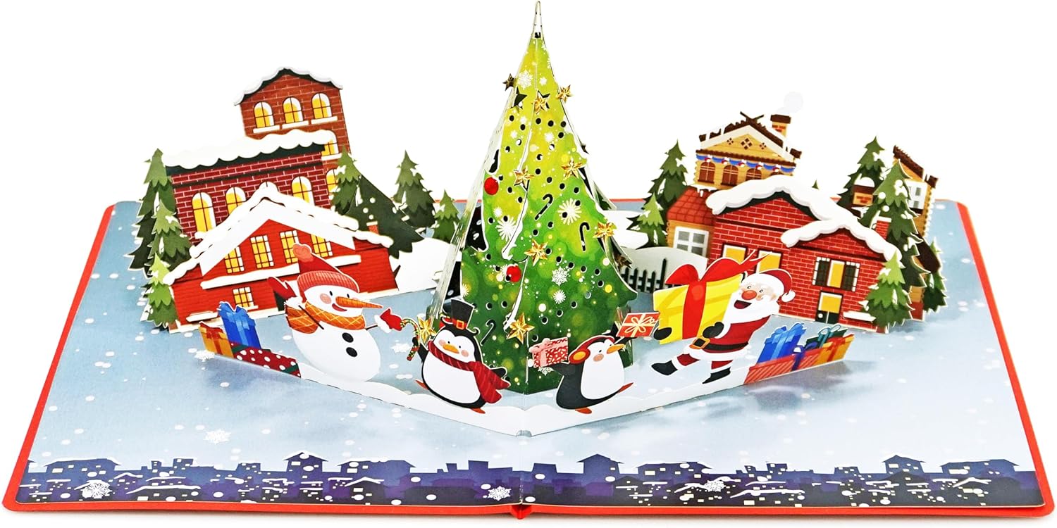 CUTPOPUP – Tarjeta de felicitación de Navidad emergente, 3D de Navidad, Año Nuevo, Navidad (noche de Navidad)