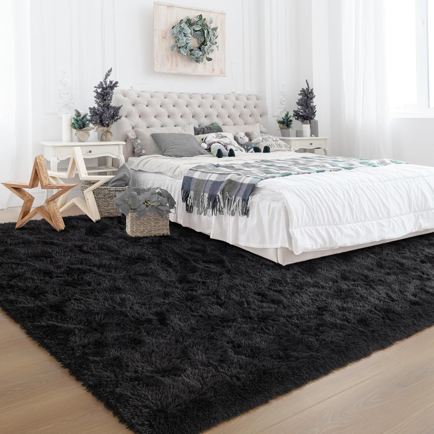 Foxmas Alfombra suave para sala de estar, de 8 x 10 pies, lavable, grande, esponjosa, gruesa, lanuda con parte inferior antideslizante para