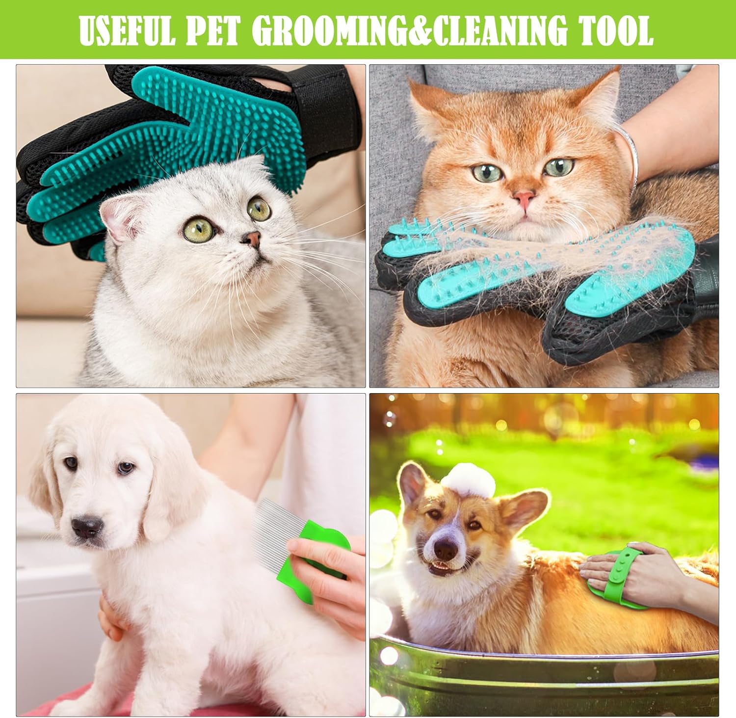 Pulverizador de lavado para perros, accesorio de manguera de lavado de perros, 8 patrones de rociado, chorro de chorro para mascotas, con guantes de