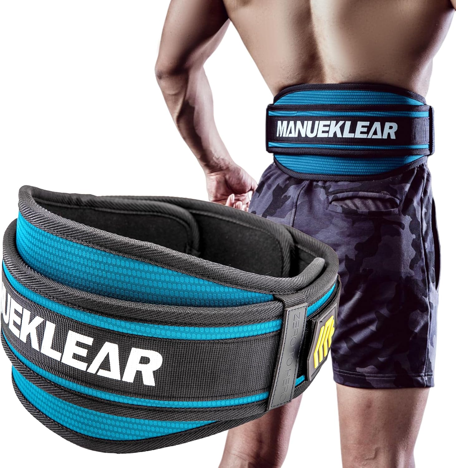MANUEKLEAR – Cinturón de levantamiento de pesas, cinturón de levantamiento de pesas, soporte de espalda de bloqueo rápido para culturismo, fitness,