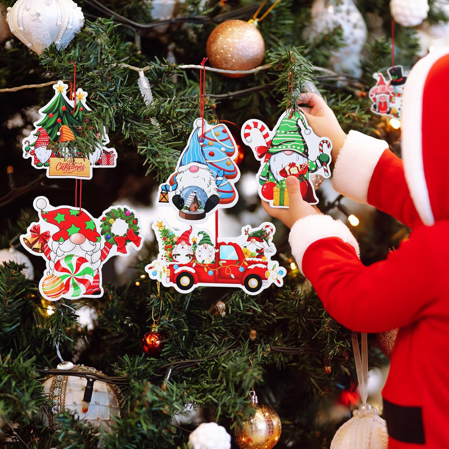 Zhanmai 24 ambientadores navideños para automóvil, adornos colgantes fragantes con ambientador, decoración perfumada para árbol de Navidad,