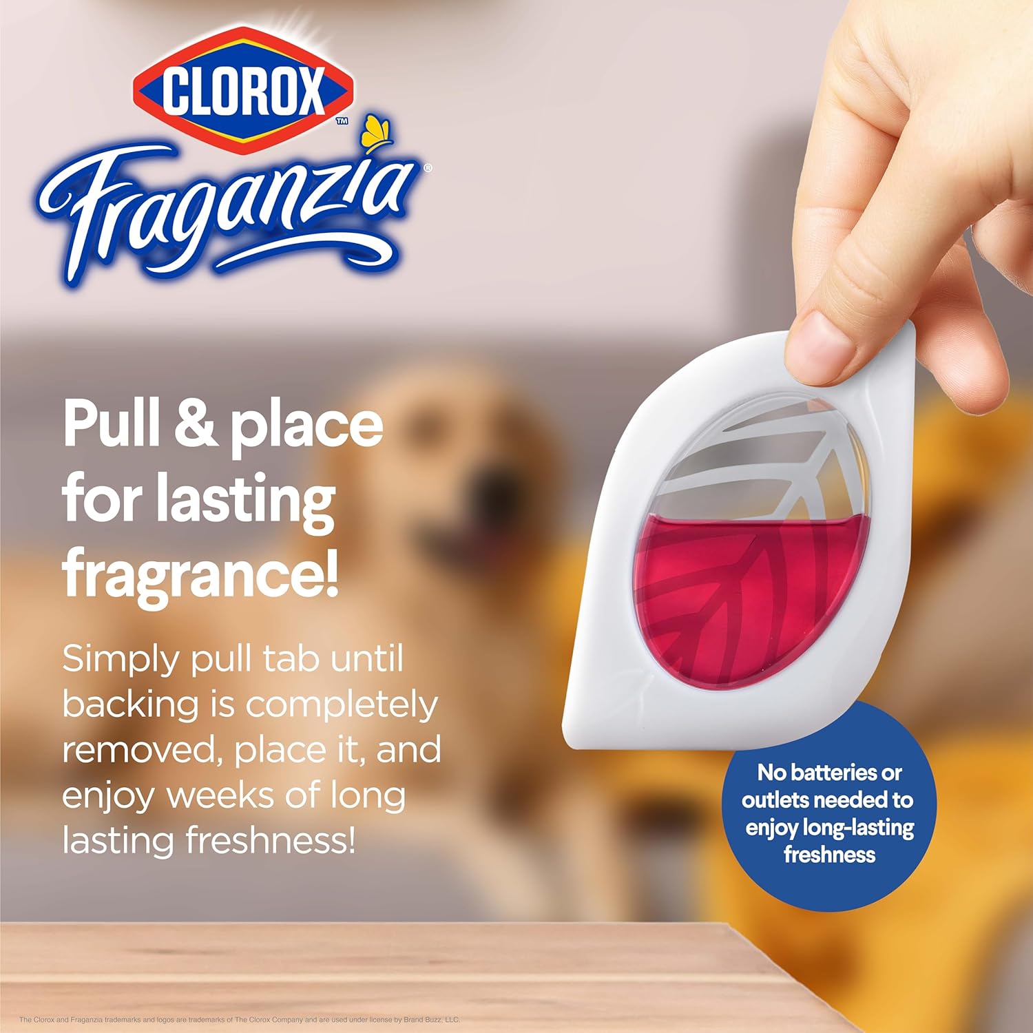 Clorox Fraganzia – Ambientador para habitaciones pequeñas con aroma a manzana y canela, 2 unidades, para despegar y colocar, sin enchufe, sin