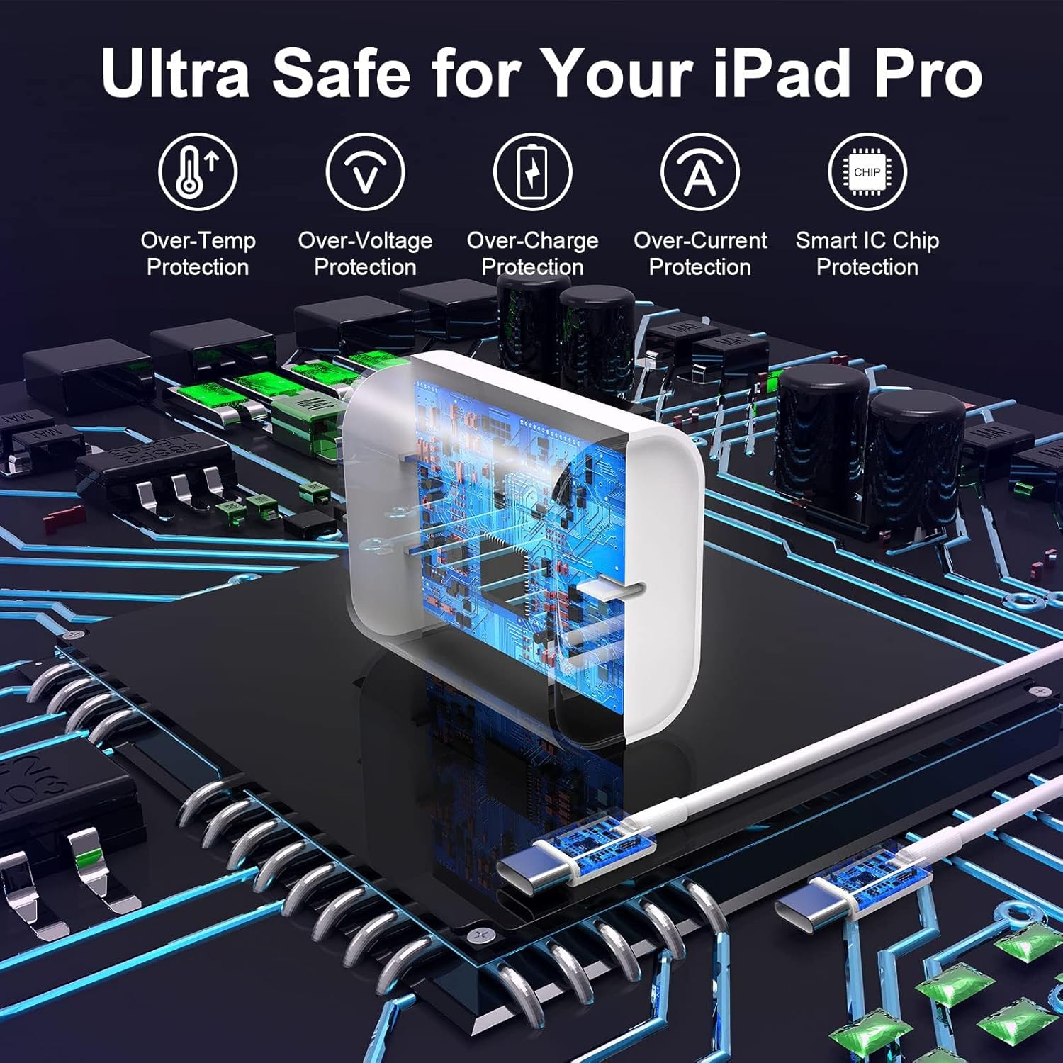 esbeecables Cargador para iPhone 15, paquete de 2 cargadores de pared PD de 20 W, USB C, bloque de carga rápida con USB C a USB C de 6 pies, cable