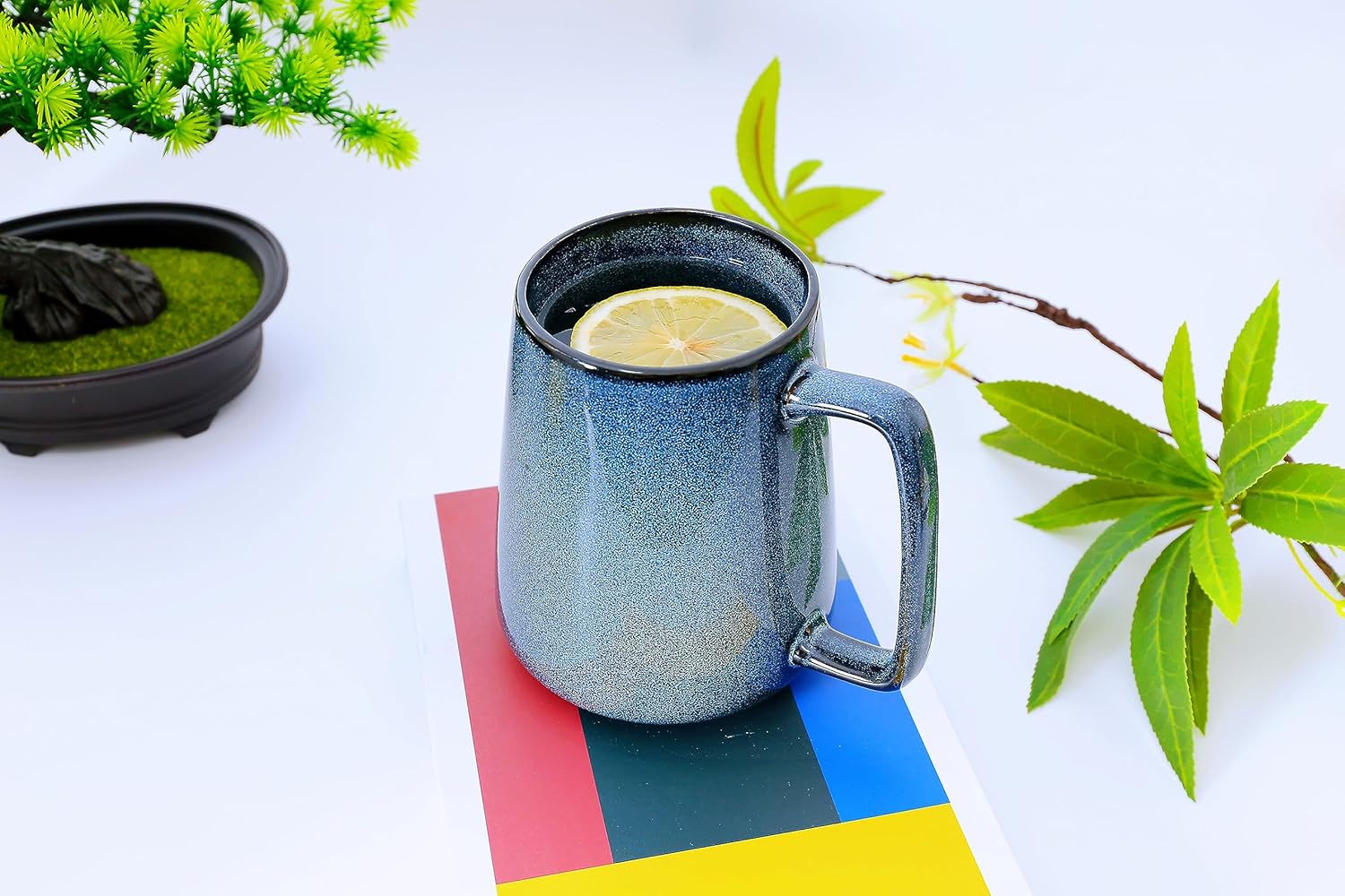 Taza de café de cerámica de 24 onzas, taza grande de café con leche, taza de té para cacao, capuchino, latte, cereales, apta para lavavajillas,